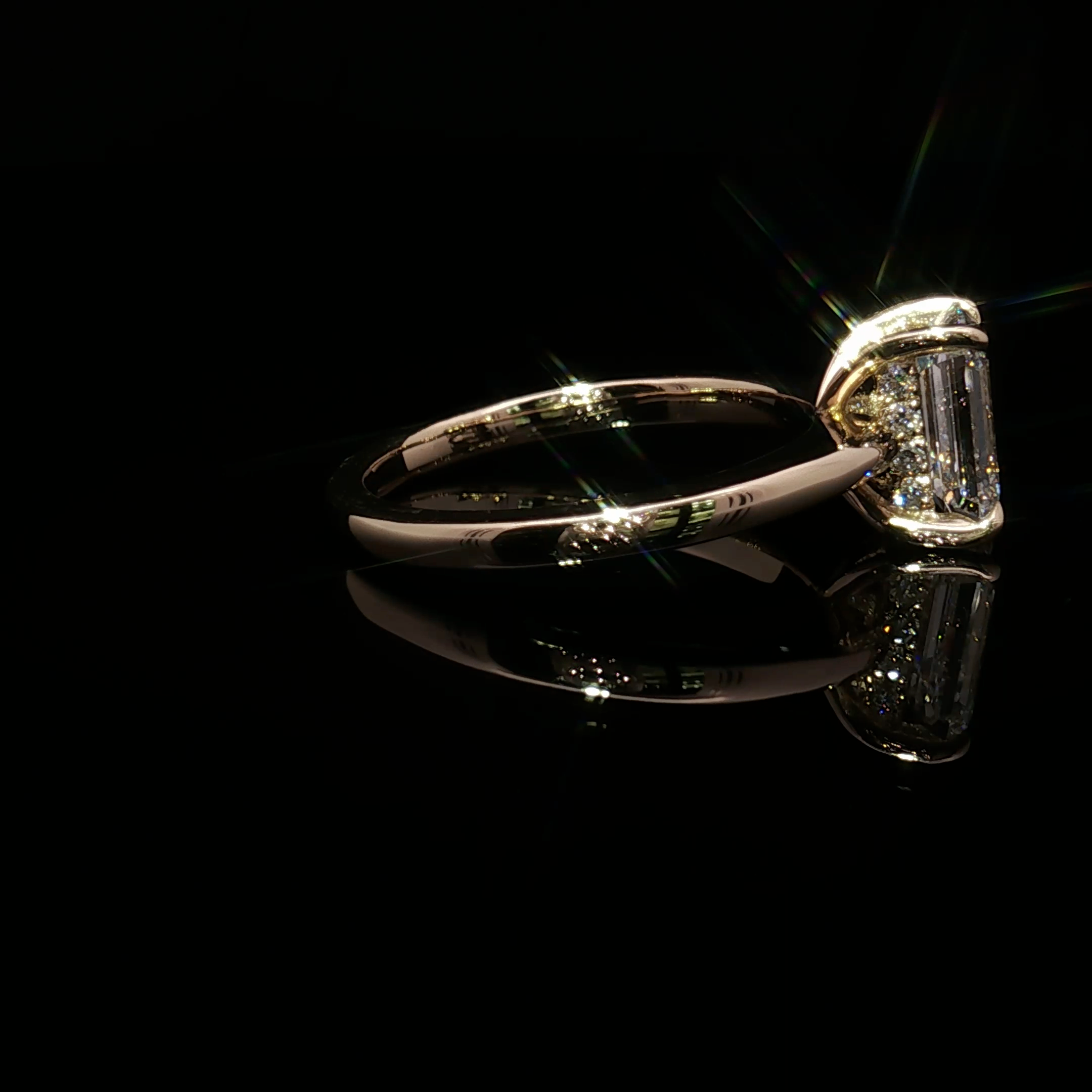 Emerald-Cut Diamond Solitaire Ring in Yellow Gold