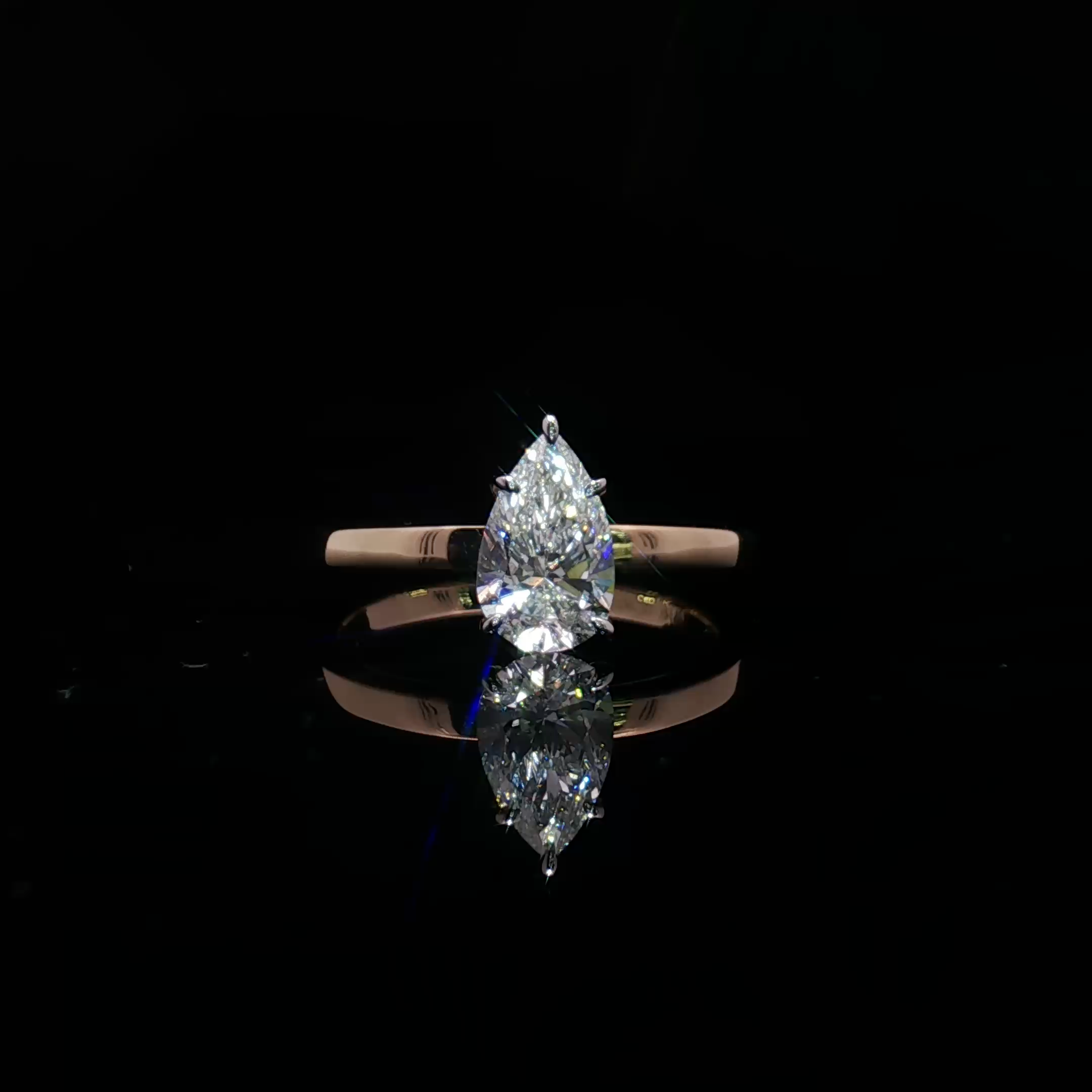 Pear-Cut Diamond Solitaire Ring in Yellow Gold