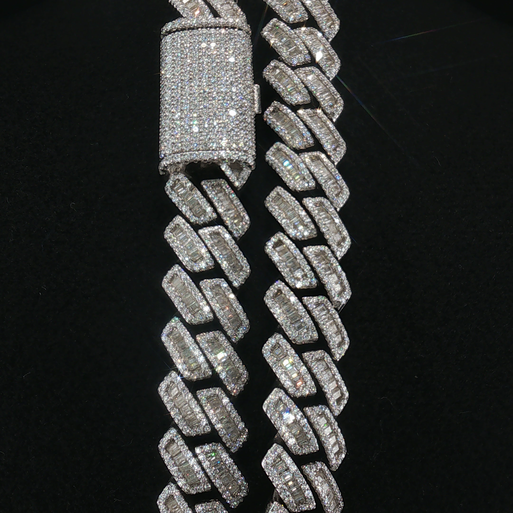 14mm Baguette Moissanite Cuban Link Chain