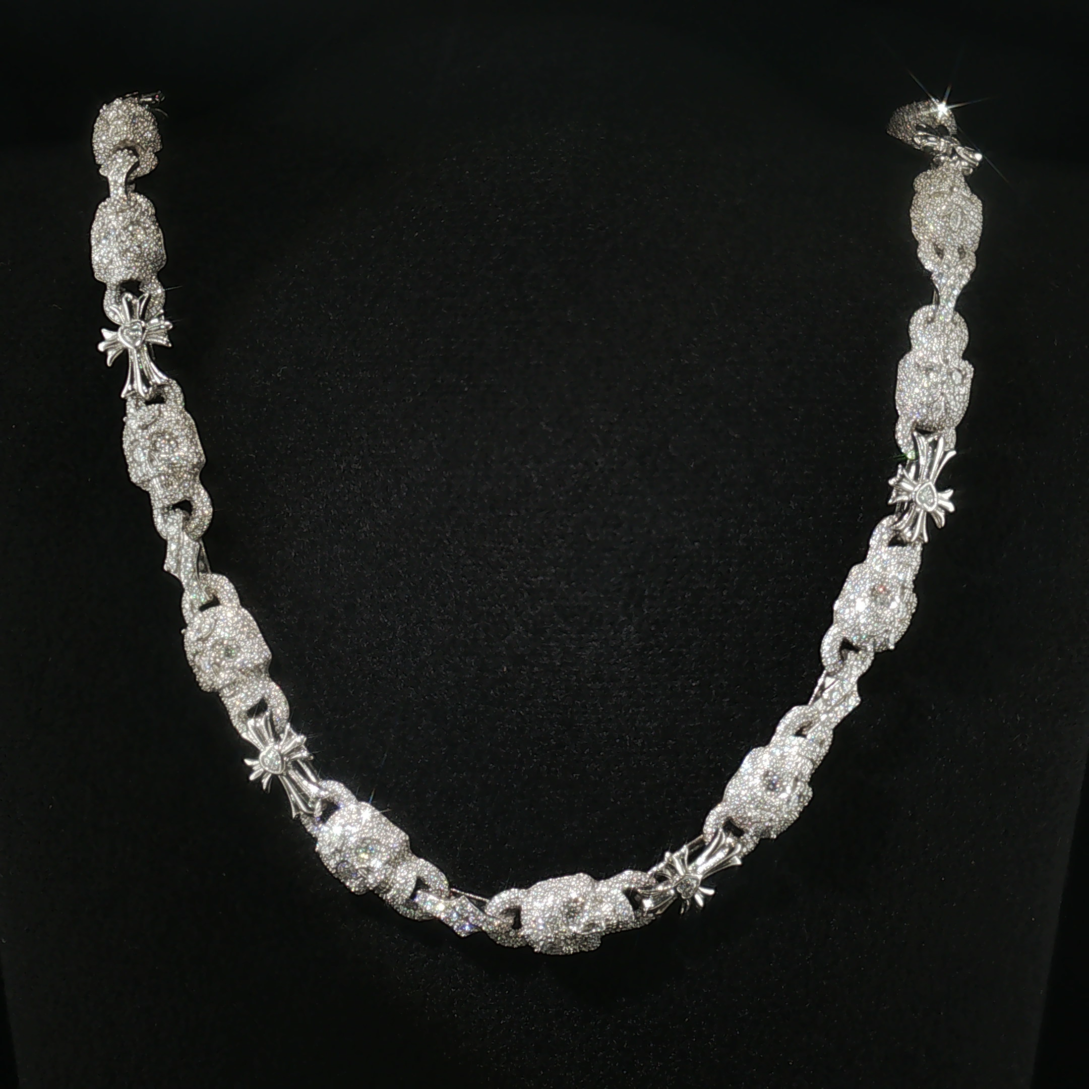 10mm Moissanite Skull & Cross Link Chain