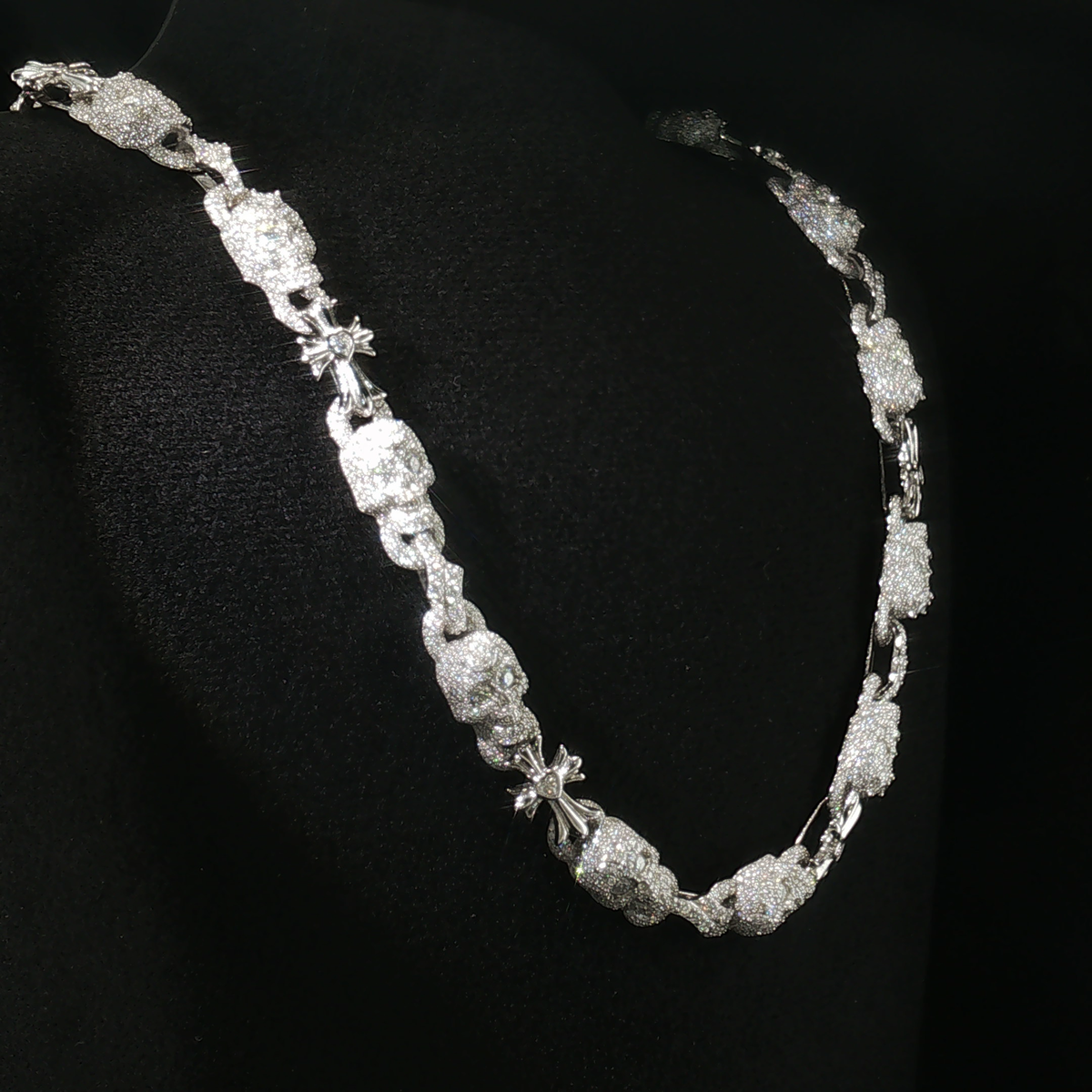 10mm Moissanite Skull & Cross Link Chain