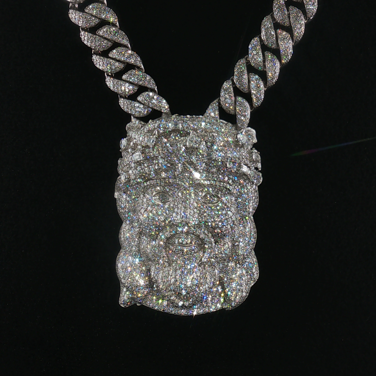 17mm Moissanite Jesus Pendant Cuban Link Chain