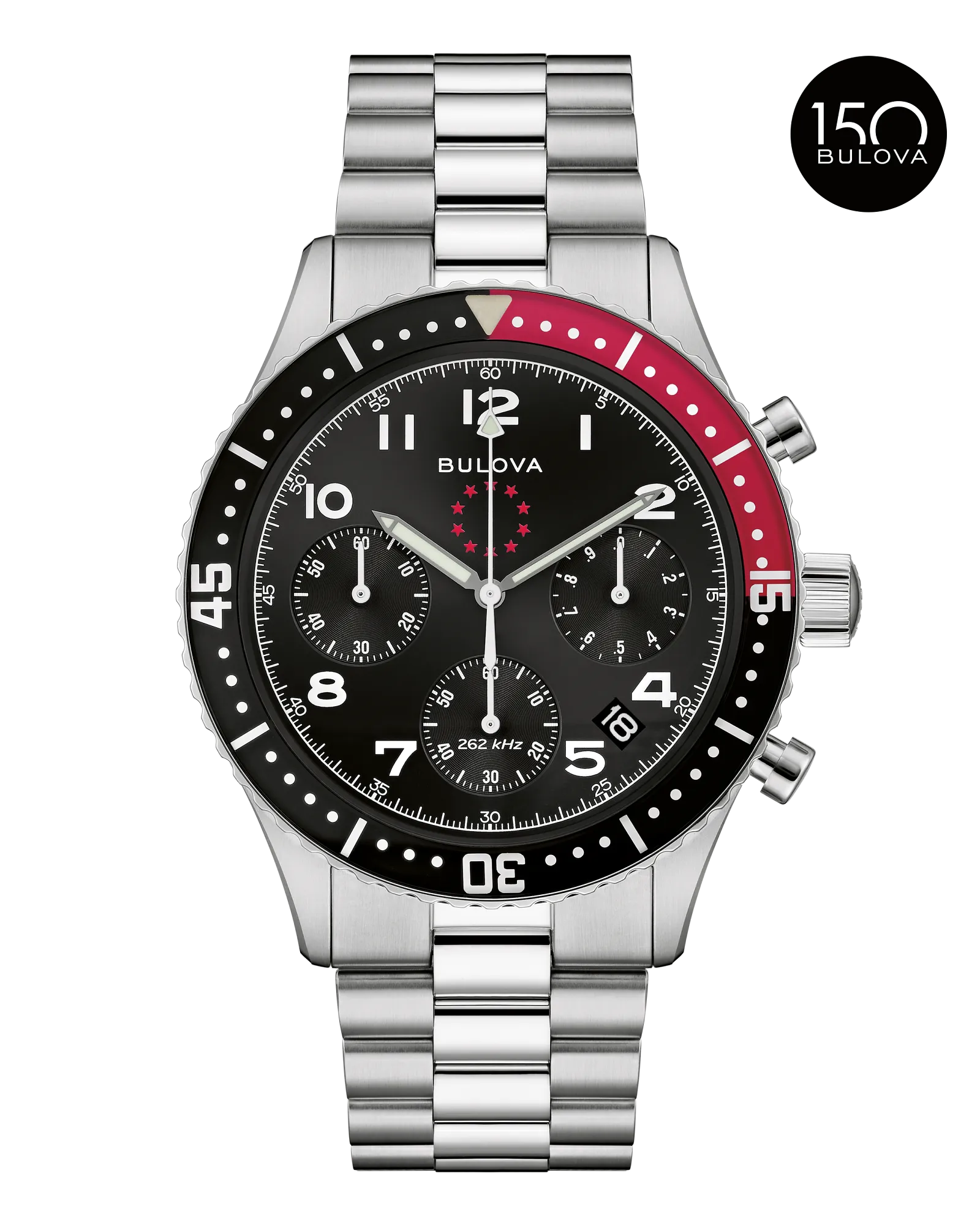 Bulova Archive Series Marine Star Heritage 98B451 Black Dial Stainless Steel Chronograph Watch