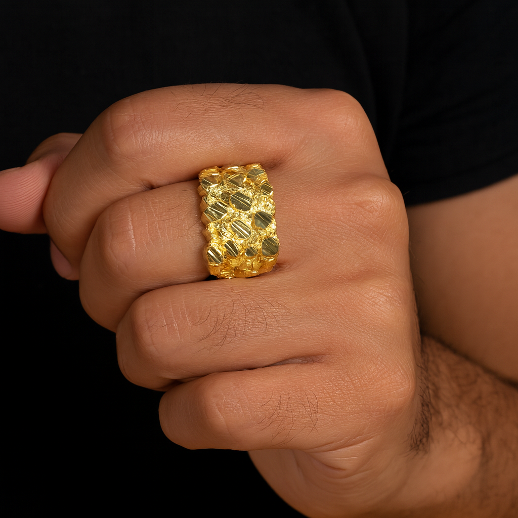 10K Large Nugget Ring