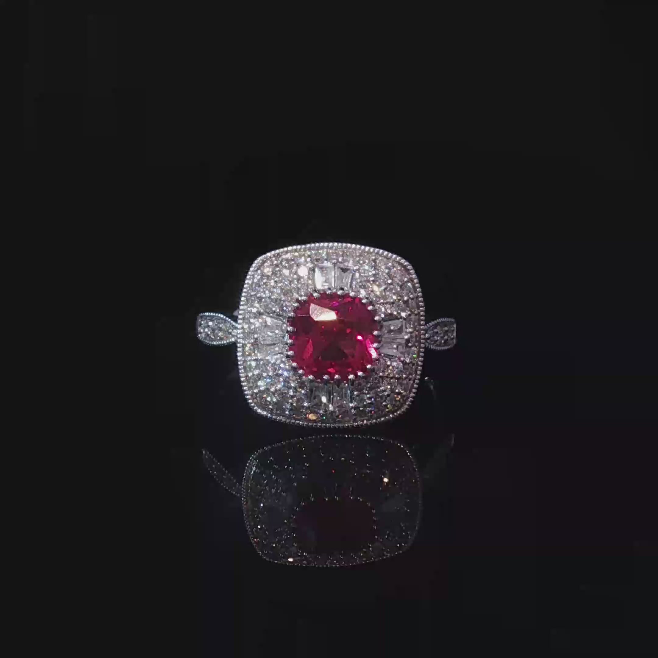 Cushion-Cut Ruby Cocktail Ring in White Gold