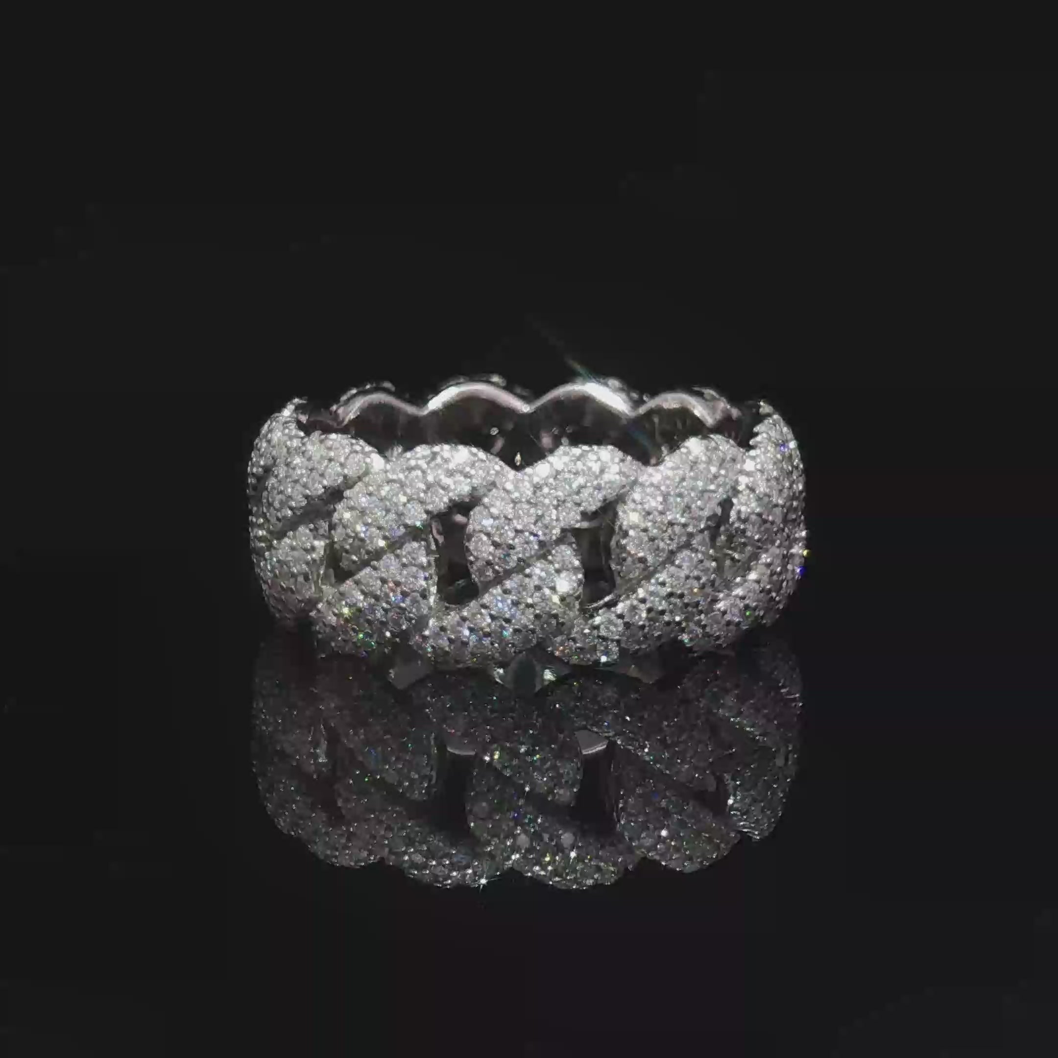 White Gold Band Ring with Round Cut Diamonds