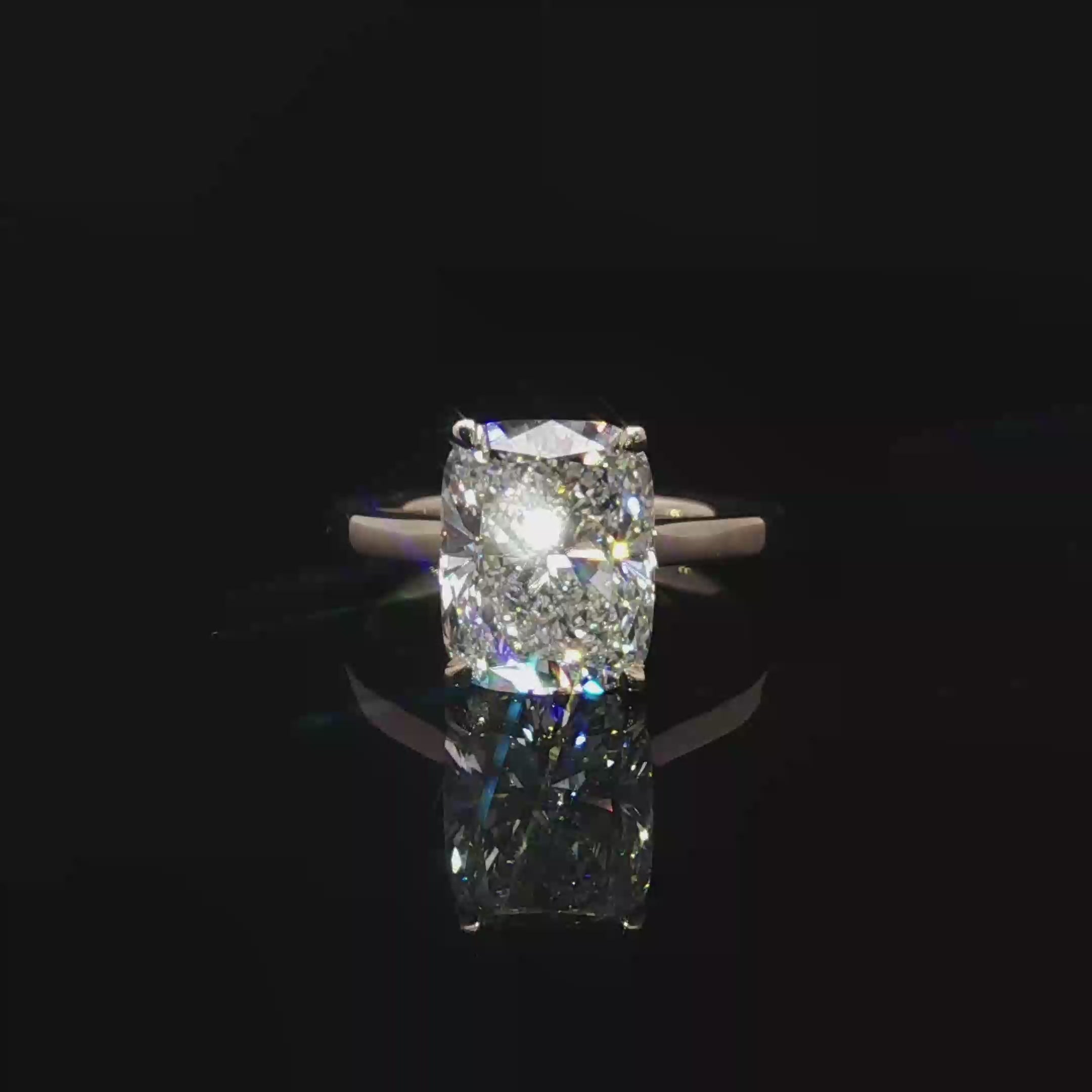 Yellow Gold Solitaire Ring with Cushion Cut Diamond