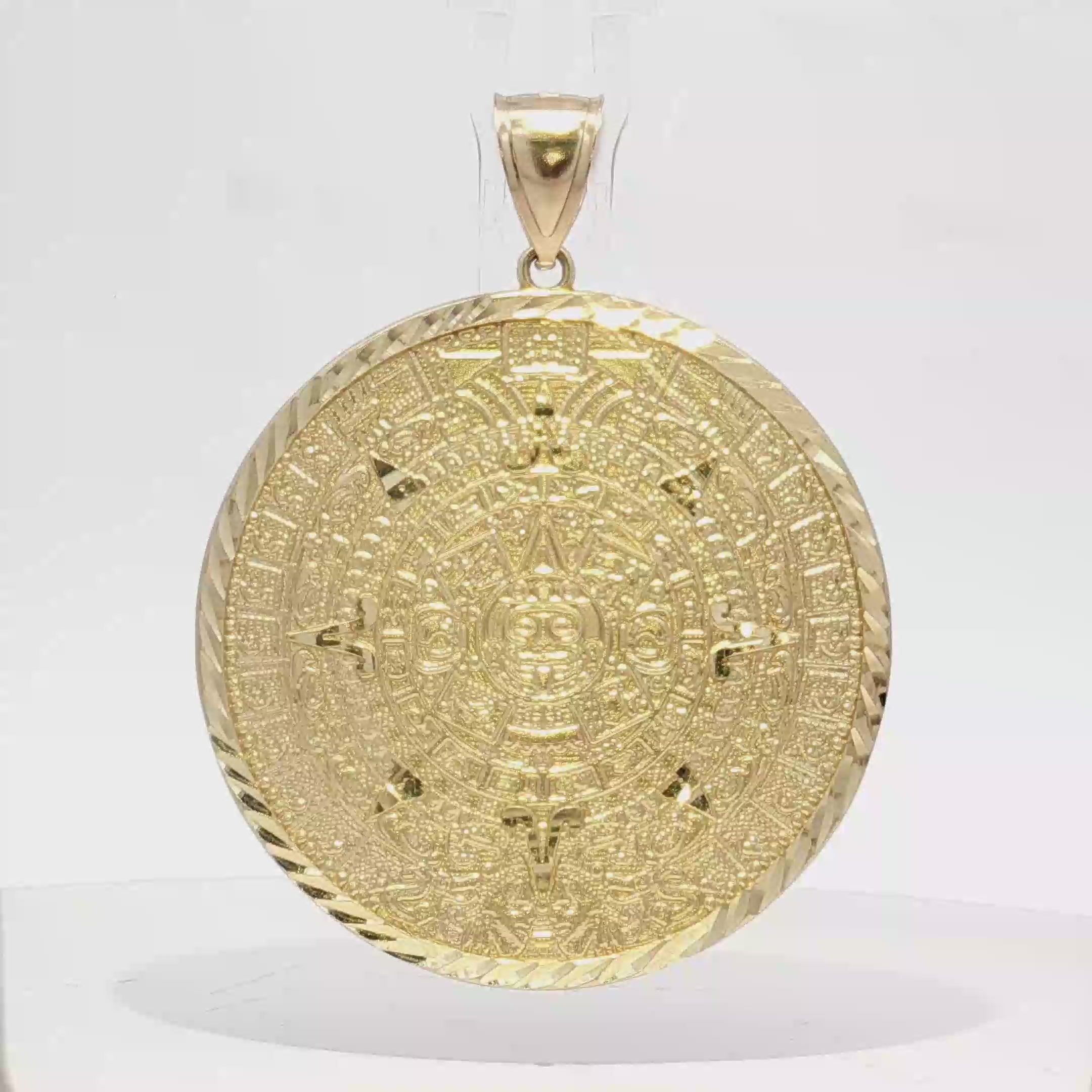 14k Aztec Calendar Medallion Pendant