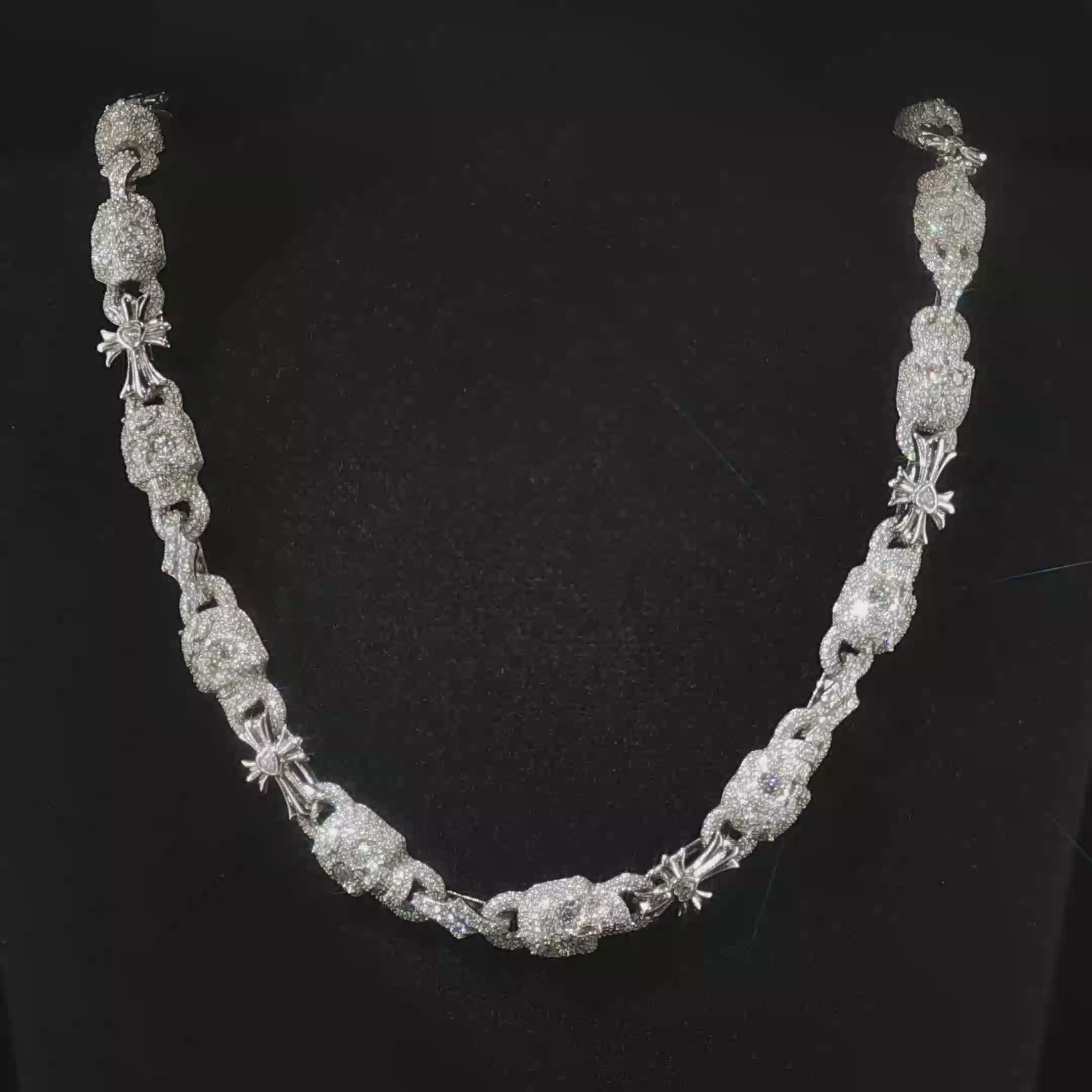 10mm Moissanite Skull & Cross Link Chain