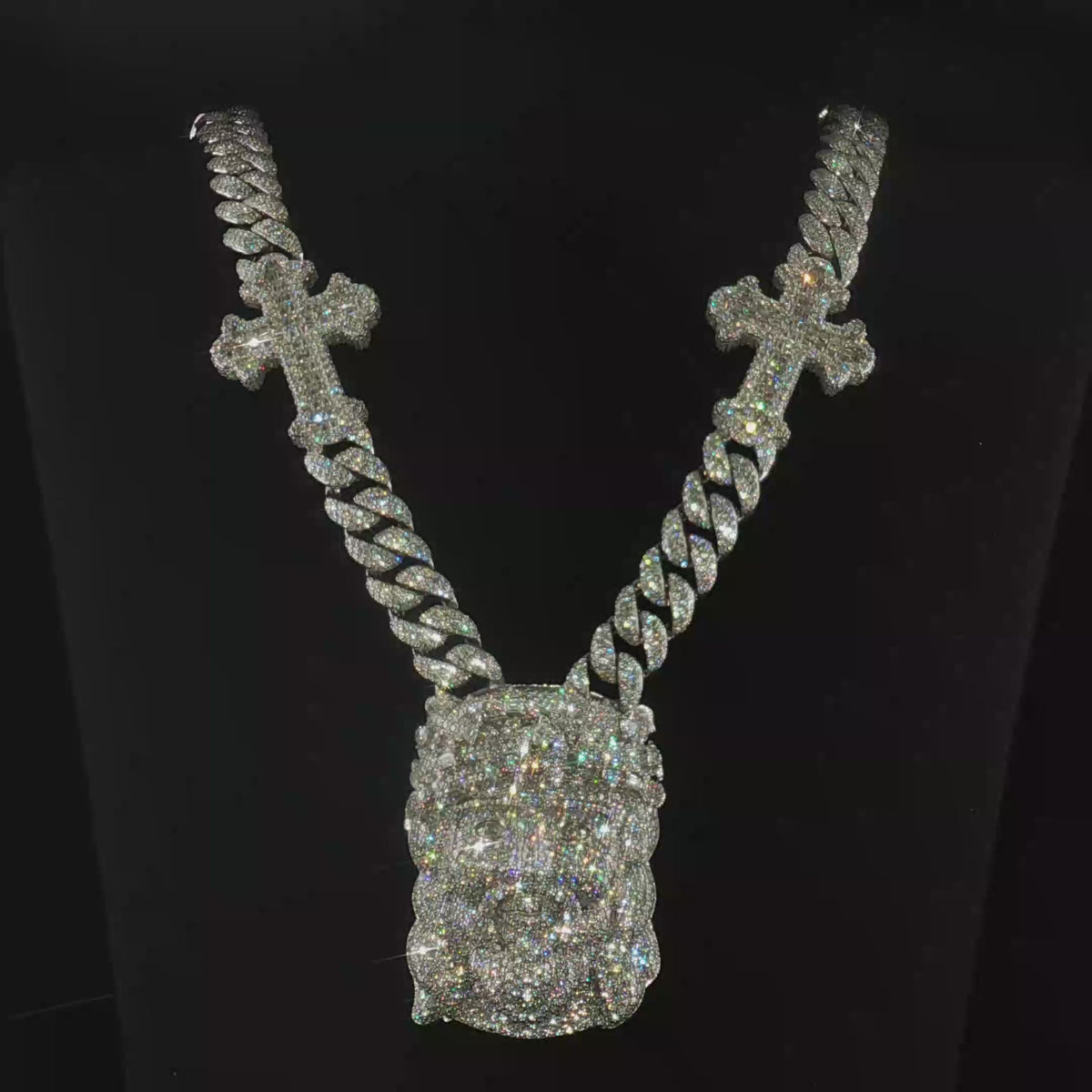 17mm Moissanite Jesus Pendant Cuban Link Chain