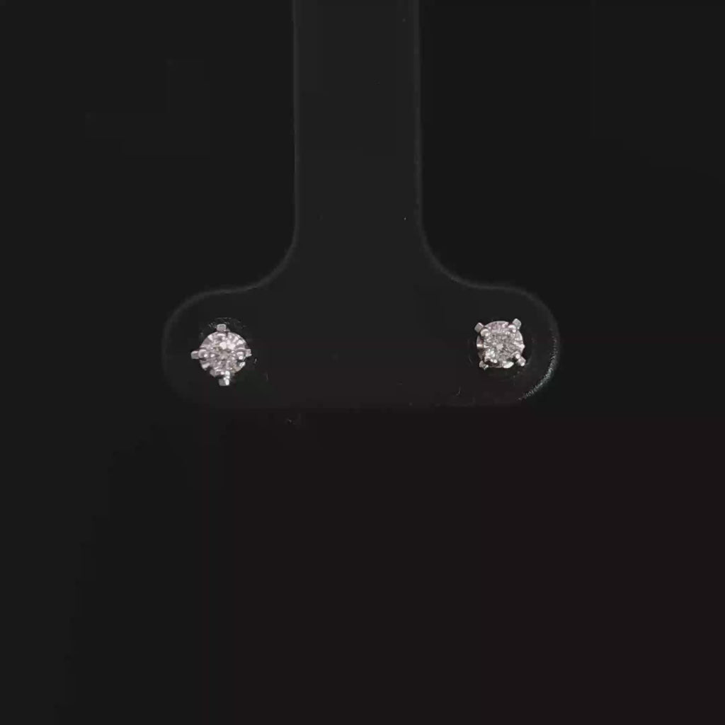 14k White Gold Stud Earrings with Natural Round Brilliant Diamonds 3mm