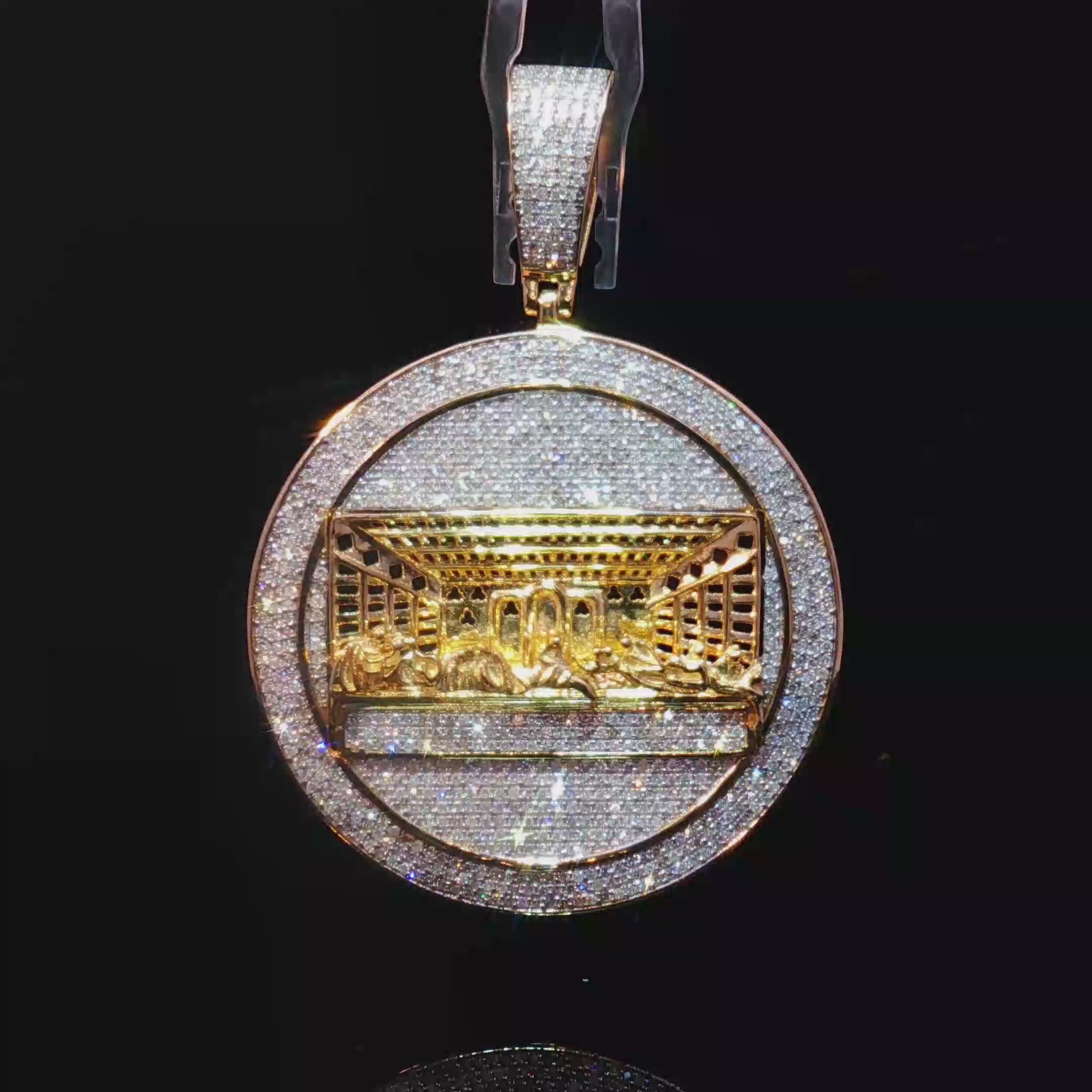 10K Round Cut Diamond Last Supper Pendant