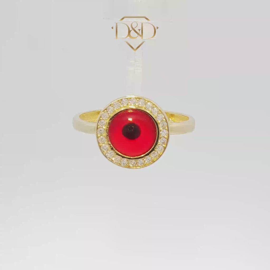 14K Red evel eye Ring with CZ