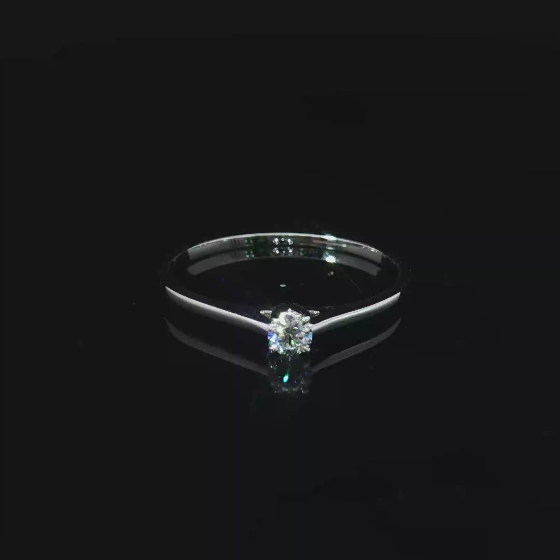 14K White Gold Solitaire Ring with Round Brilliant Diamond