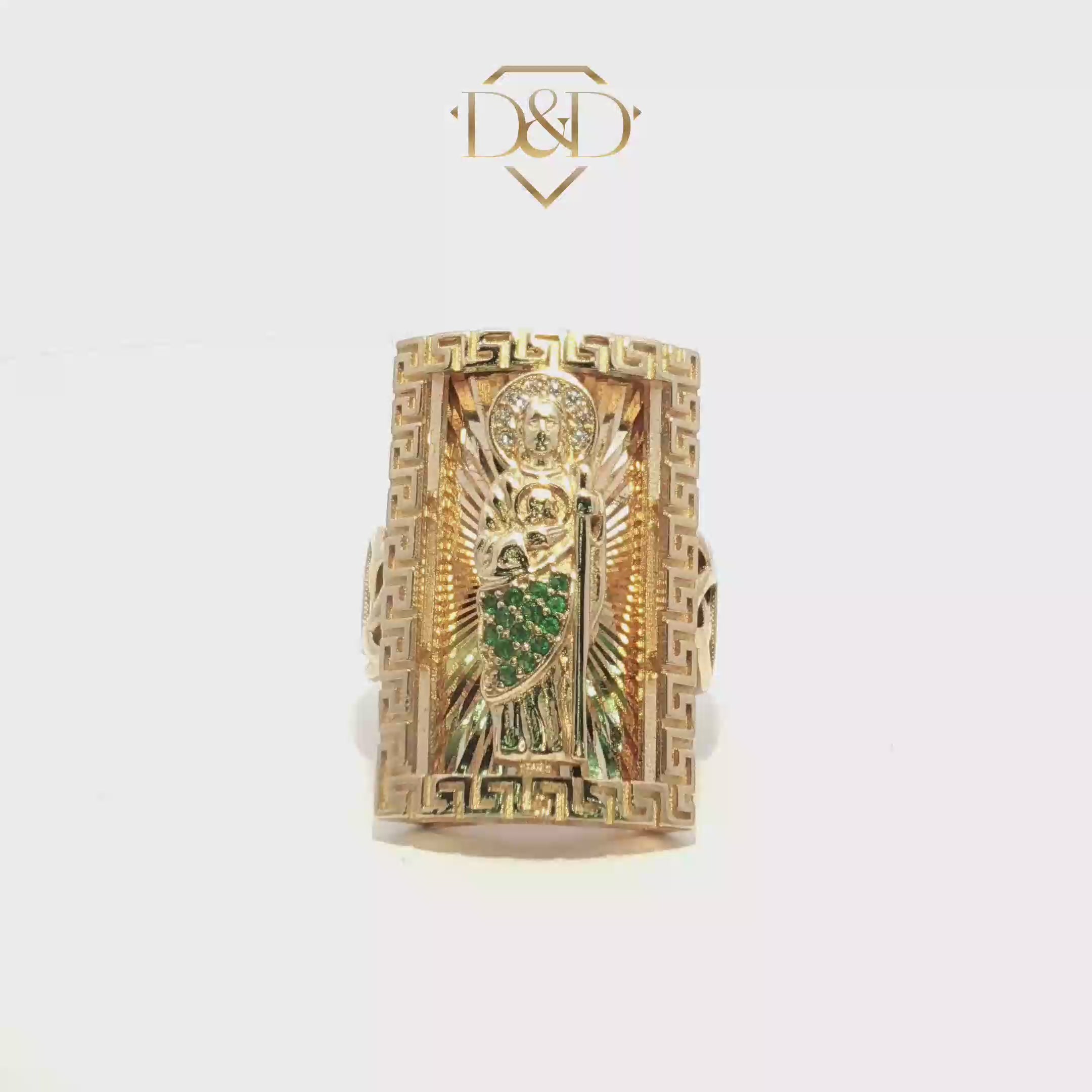 14k St. Jude Ring with Greek Outline