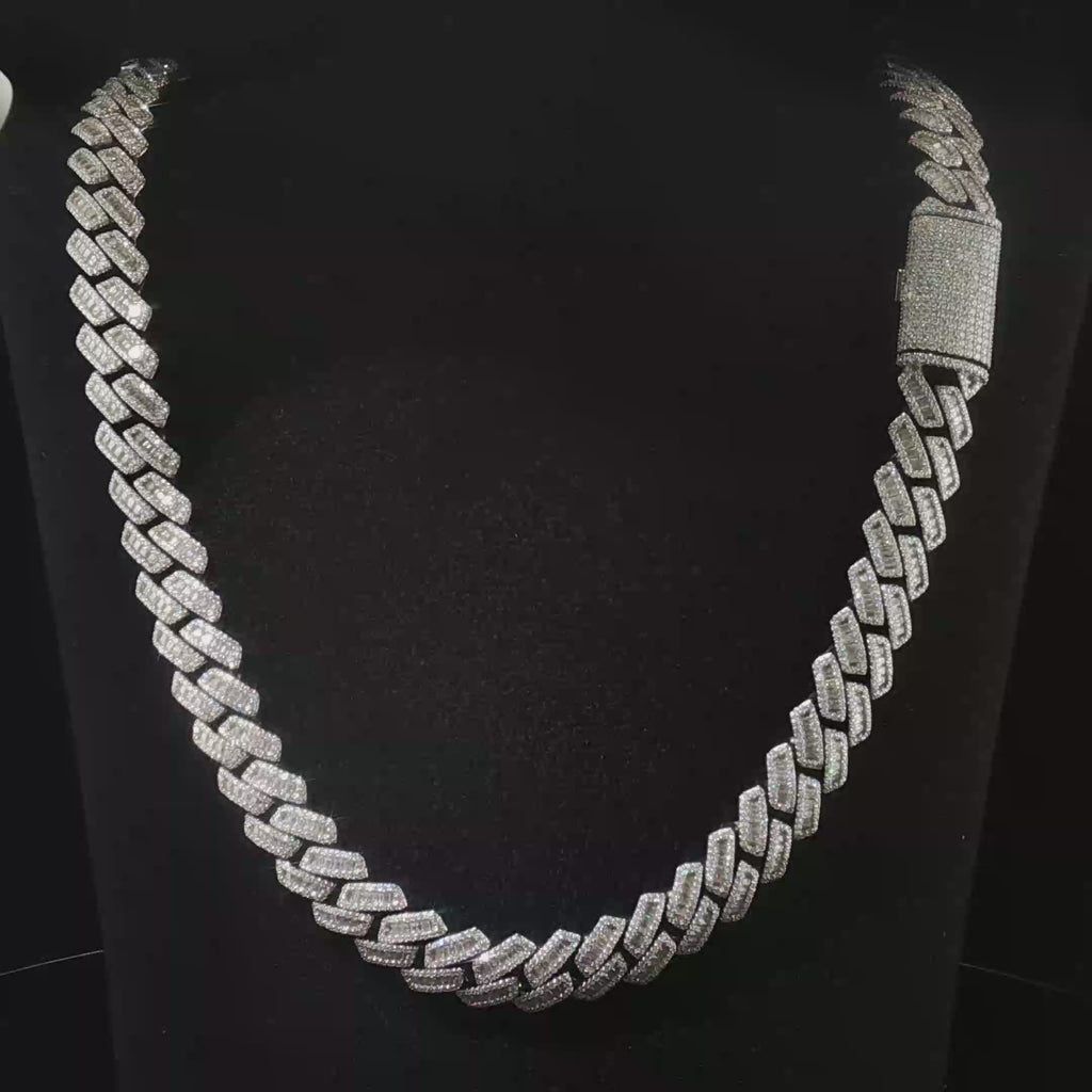 14mm Baguette Moissanite Cuban Link Chain
