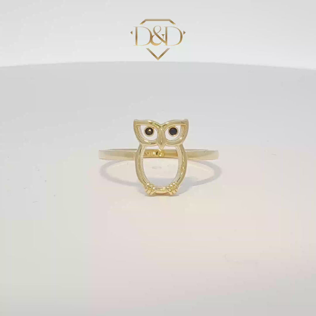 14k Owl Ring