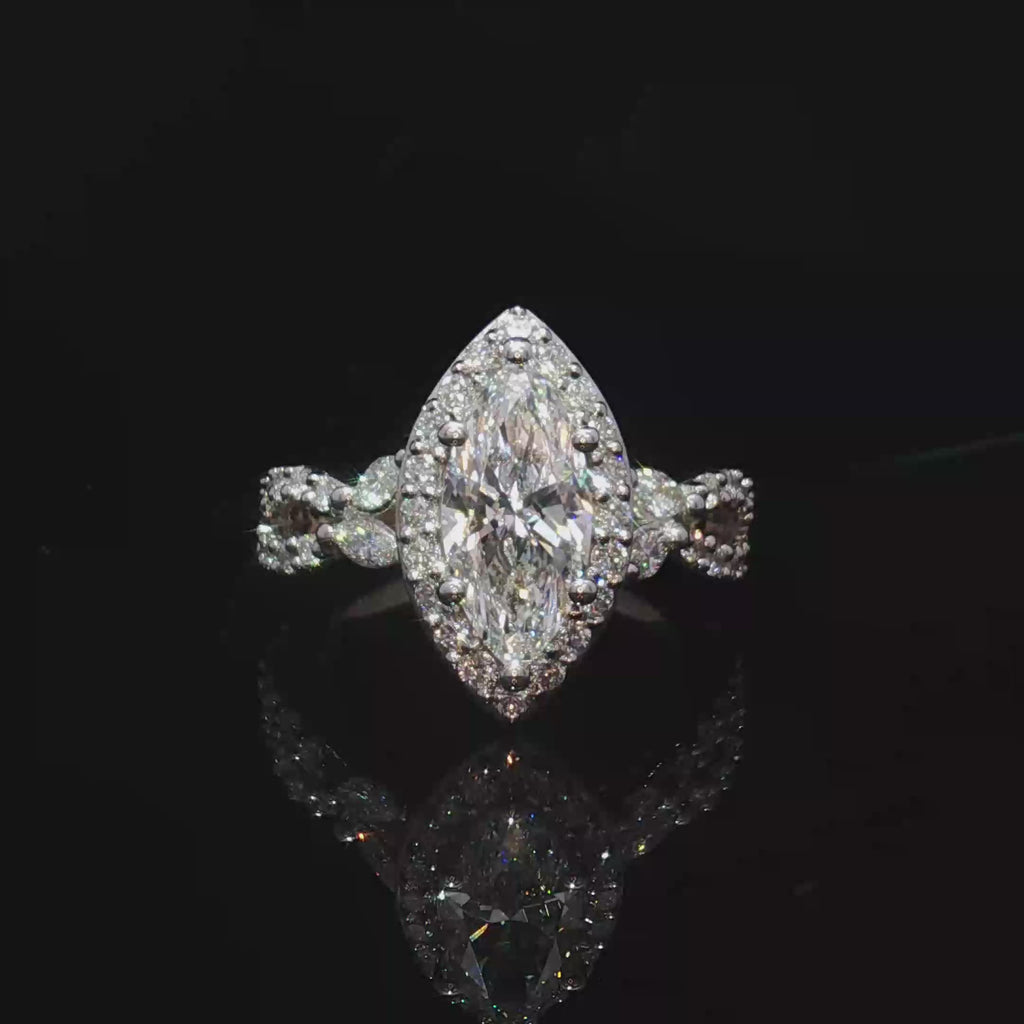 14K Marquise Cut Diamond Multistone Ring