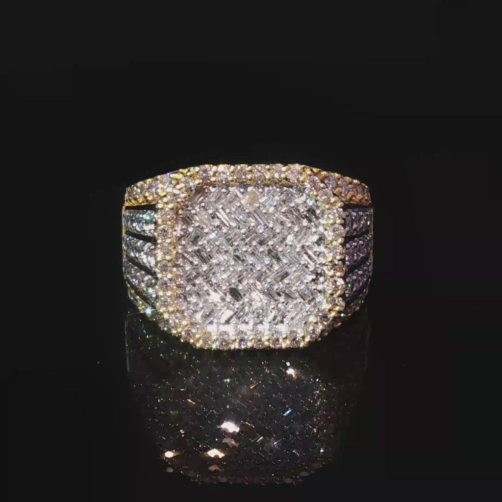 10K Multistone Diamond Ring with Square Brilliant Cut