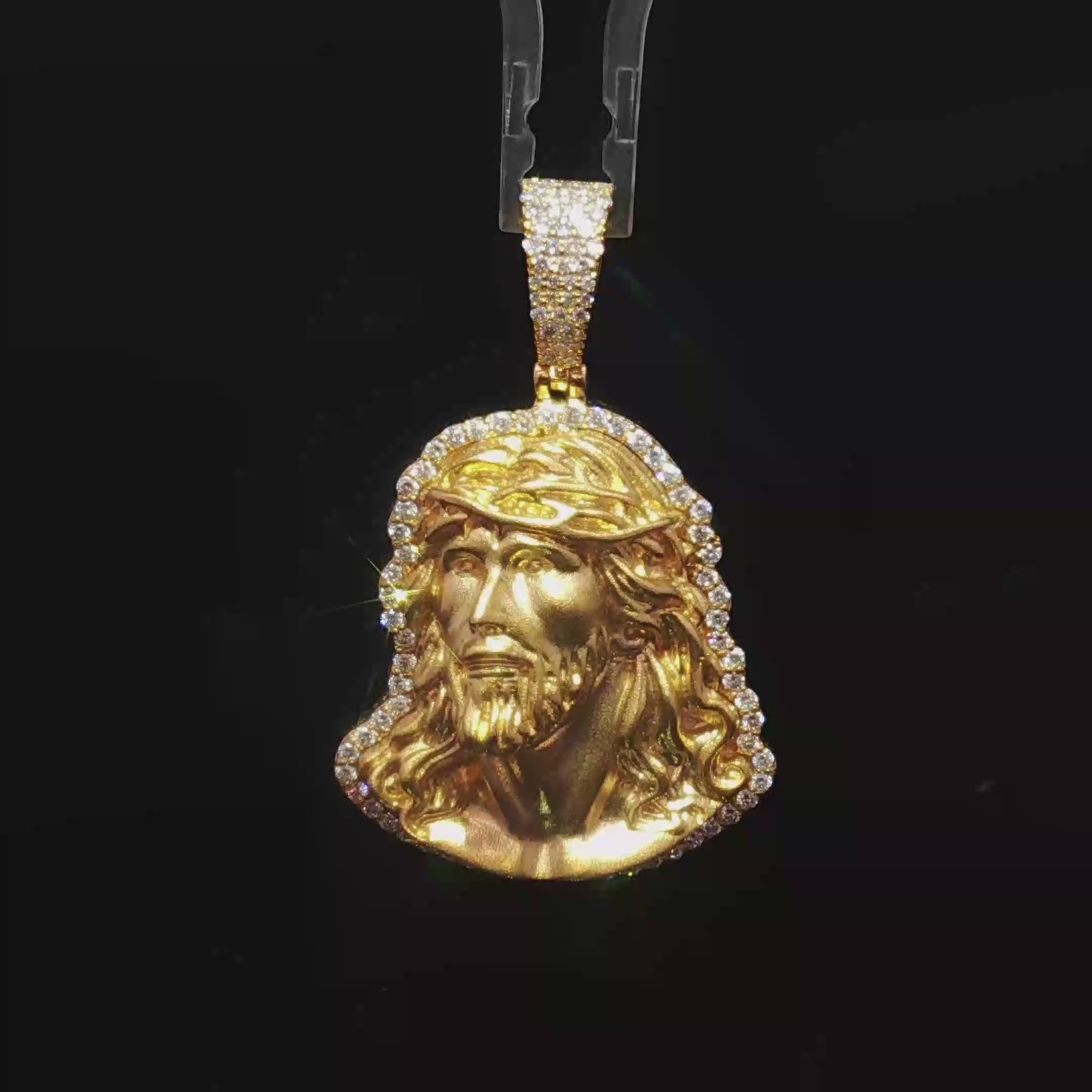14k Diamond Jesus Face Pendant