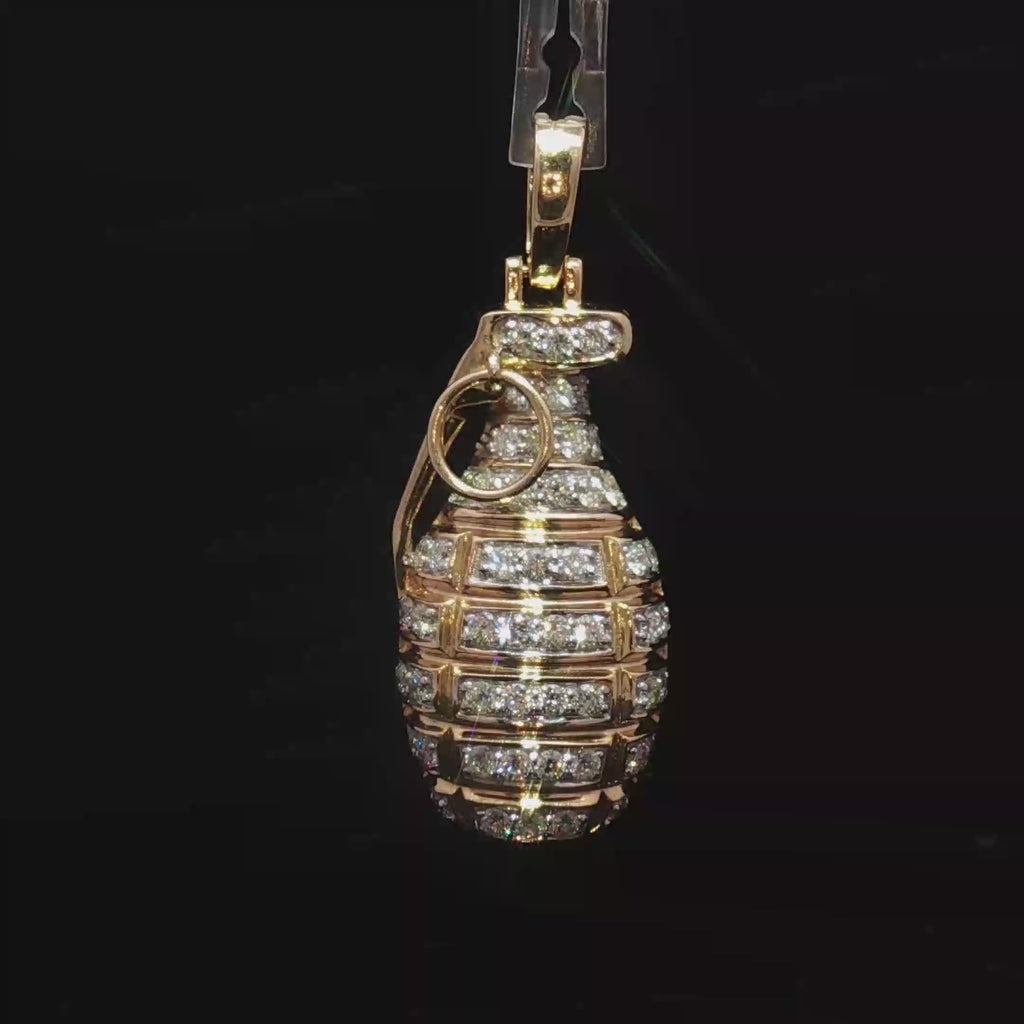 10k Diamond Hand Grenade Pendant