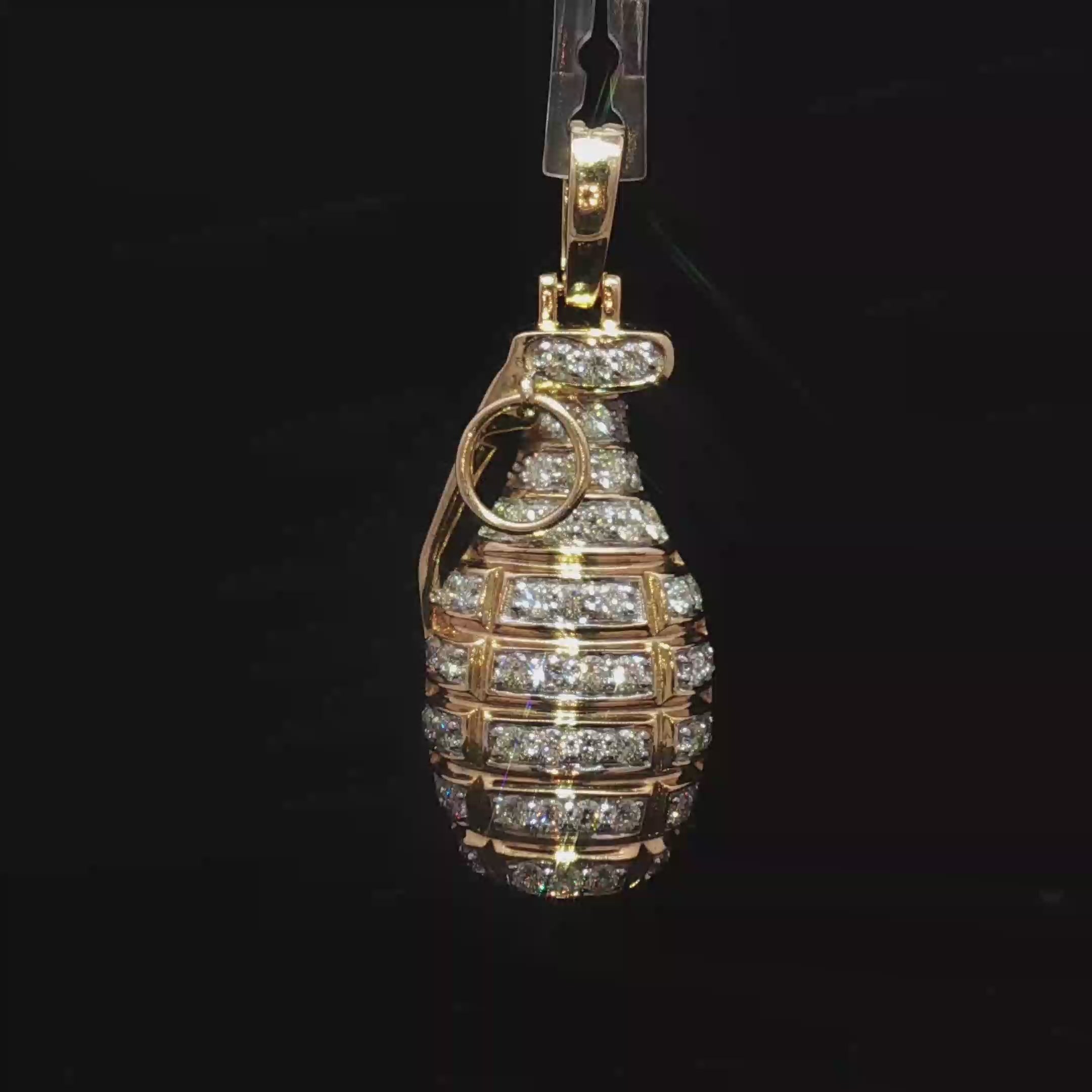 10k Diamond Hand Grenade Pendant