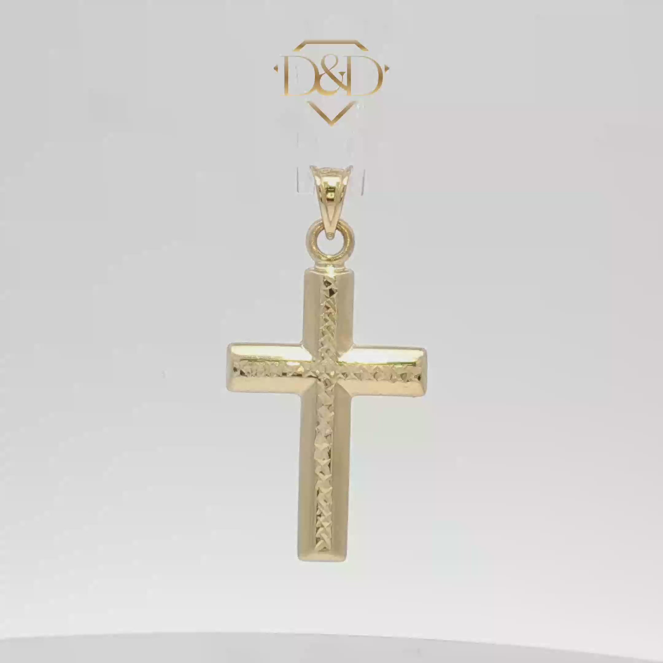 Engraved Yellow Gold Cross Pendant