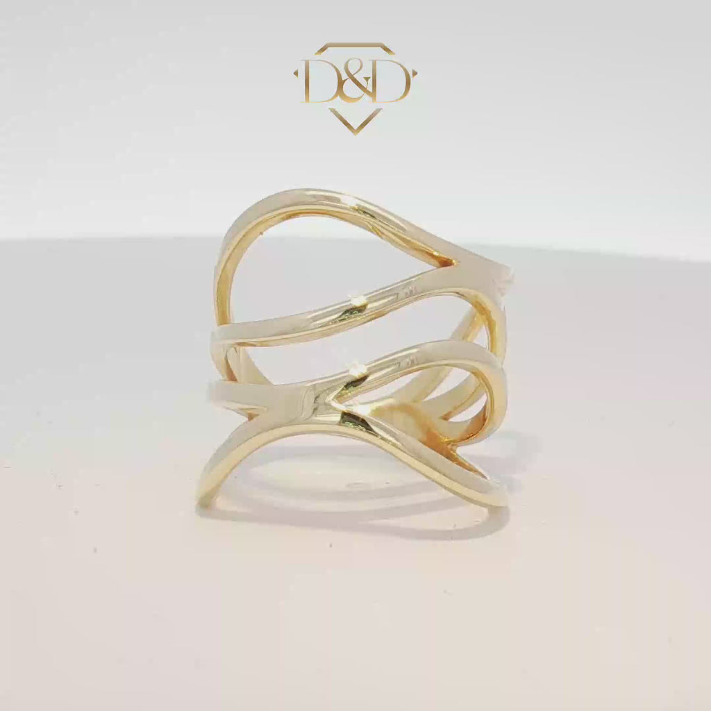 14K Abstract Multi-Strand  Statement Ring