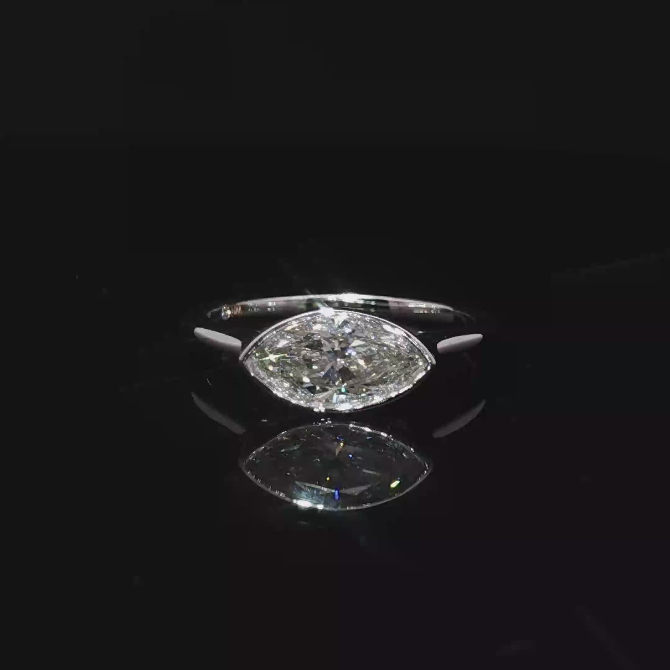 14K white Gold Solitaire Ring with Marquise Cut Diamond