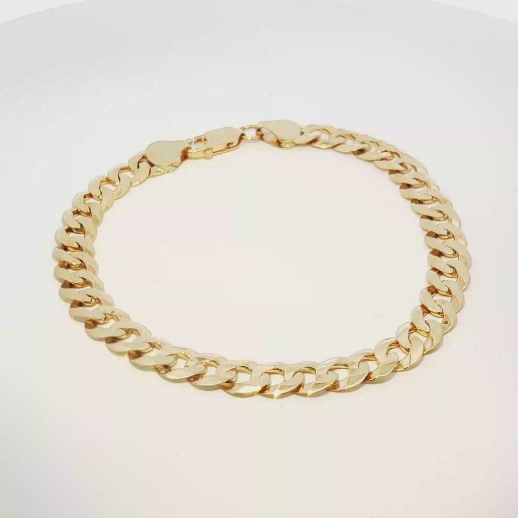 14k Gold Solid Cuban Link Bracelet 8mm