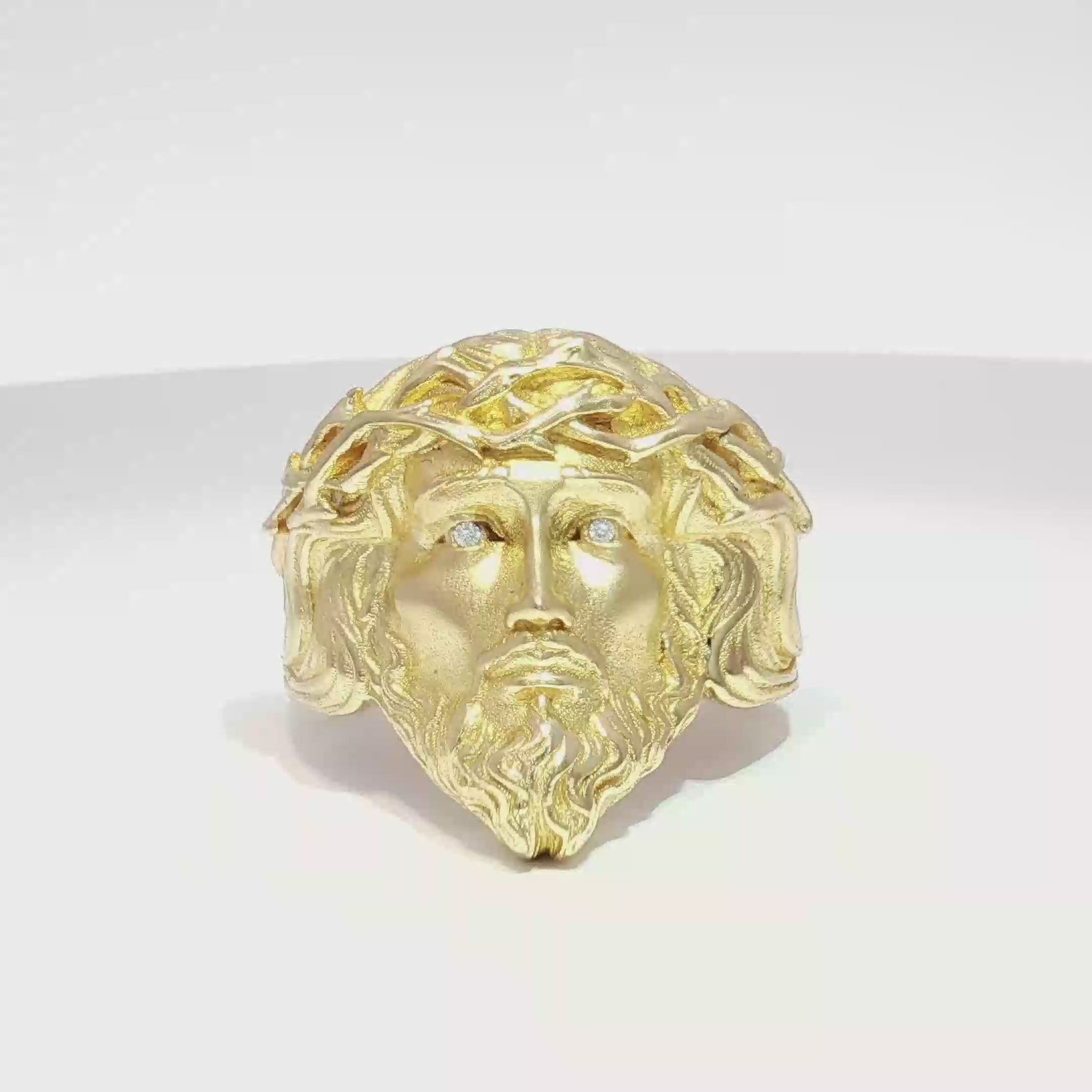 14K Jesus Face Ring