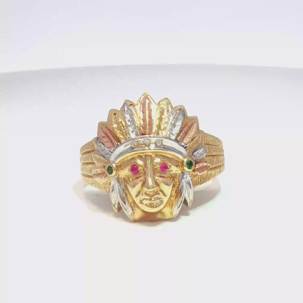 14K Native American Chief Ring
