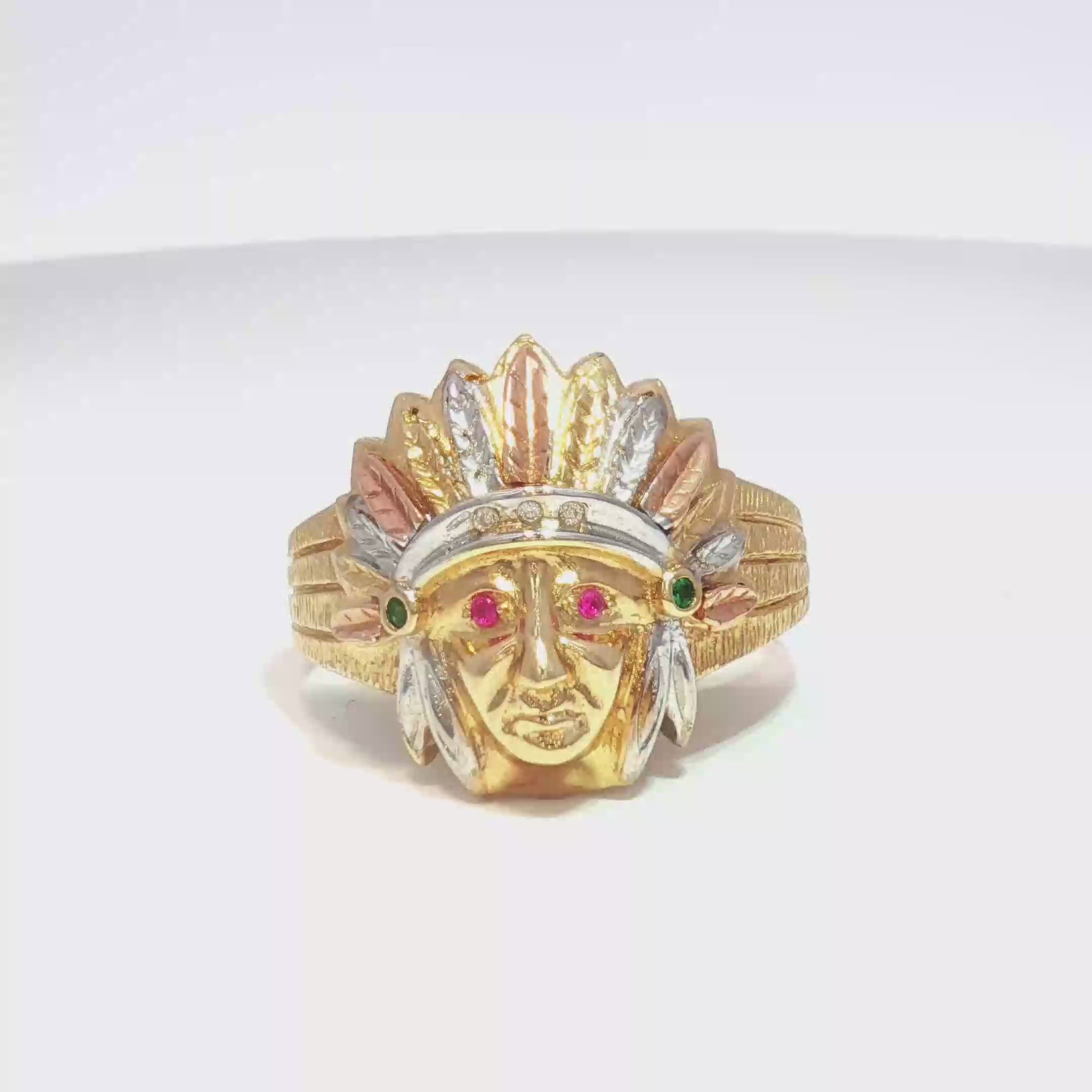 14K Native American Chief Ring