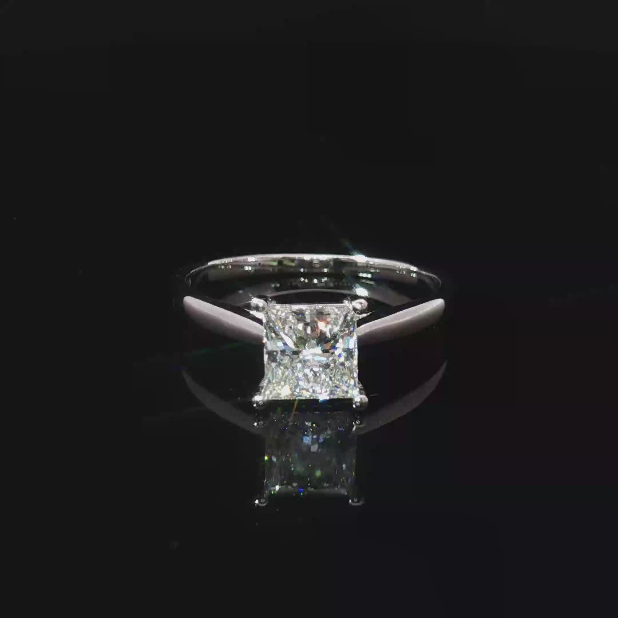 14k White Gold Solitaire Ring With Princess Cut Diamond