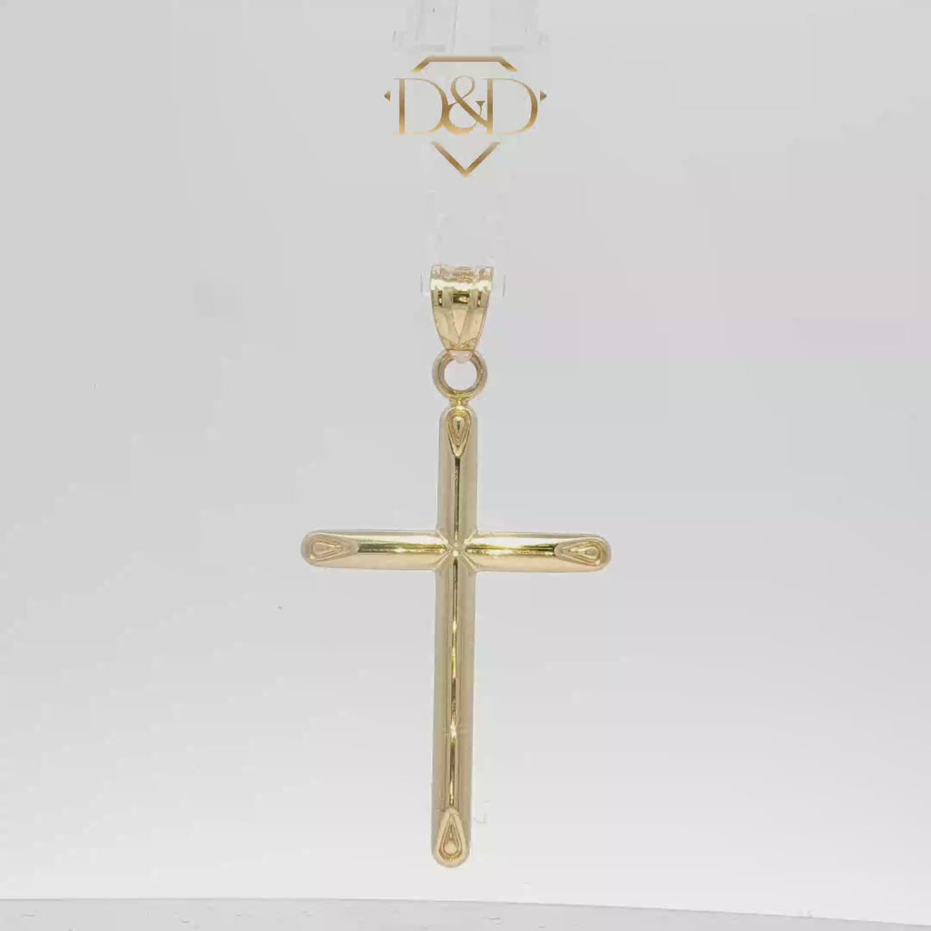 14K Classic Push End Yellow Gold Cross Pendant