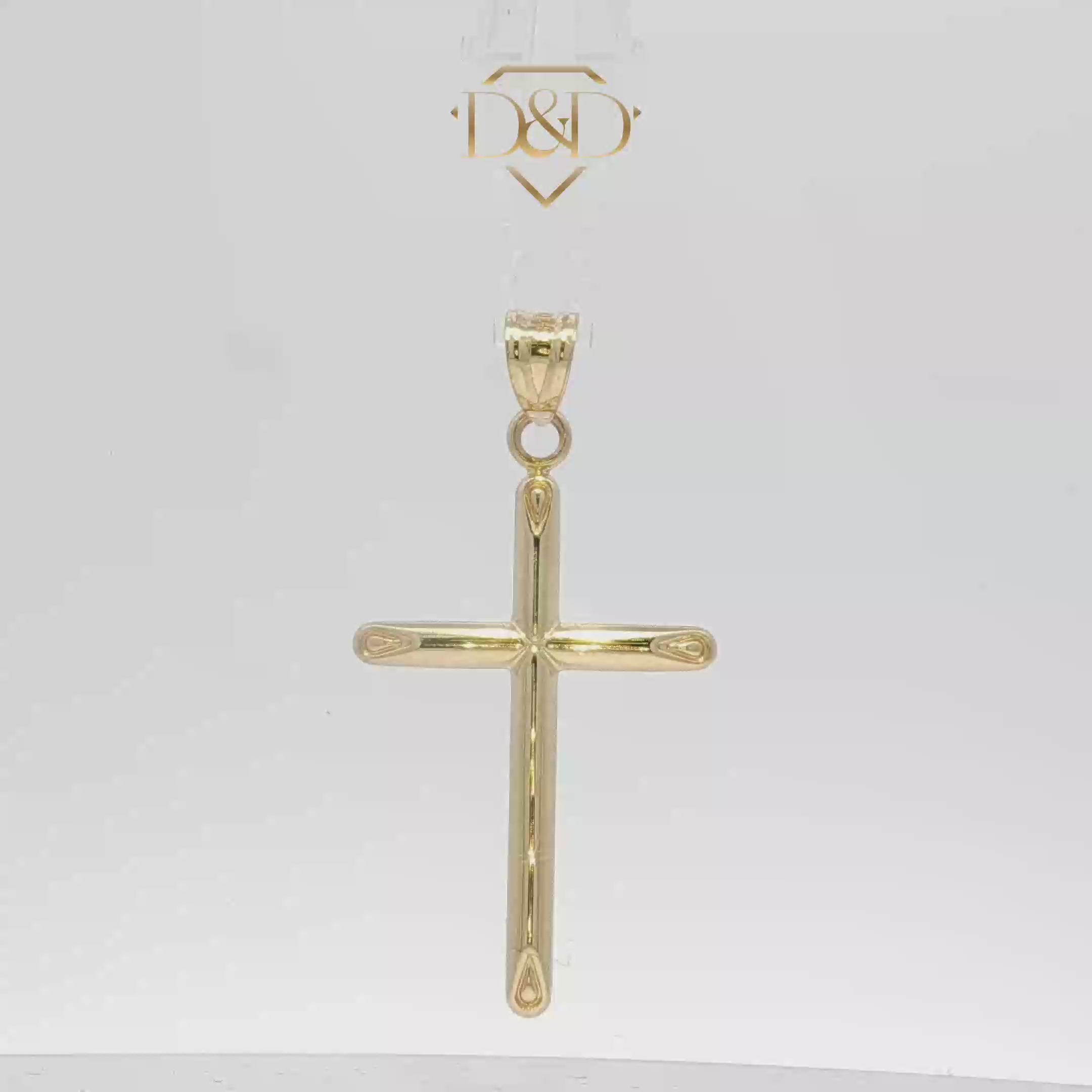 14K Classic Push End Yellow Gold Cross Pendant