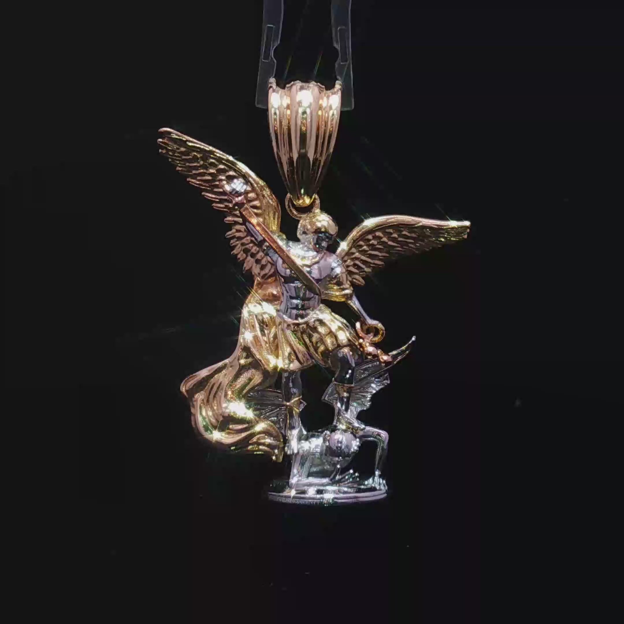 14K Two tone Gold St. Michael 3D Pendant