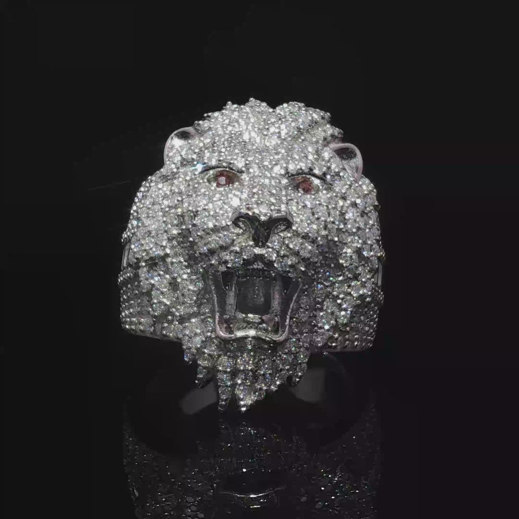 Lion Head Moissanite Ring