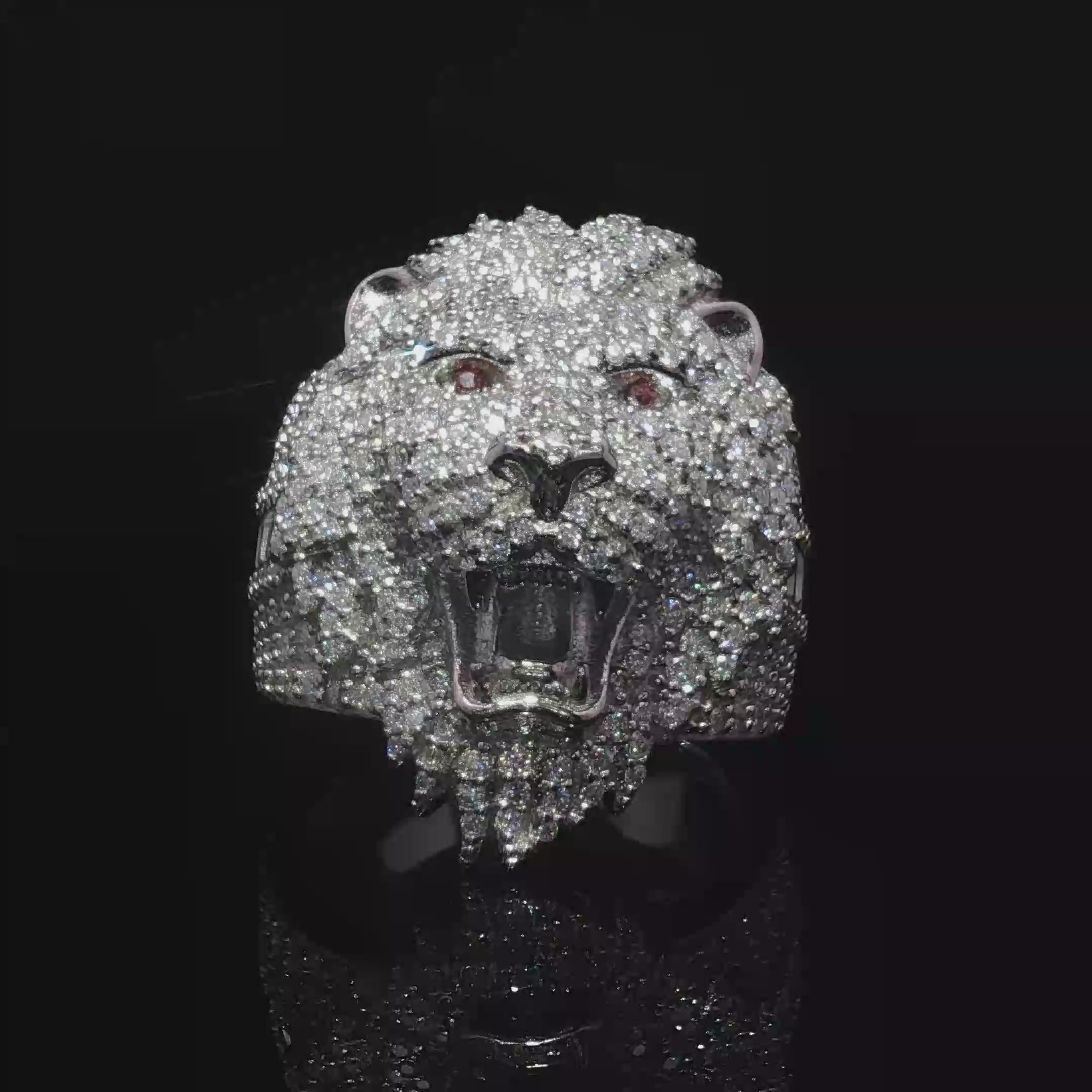 Lion Head Moissanite Ring