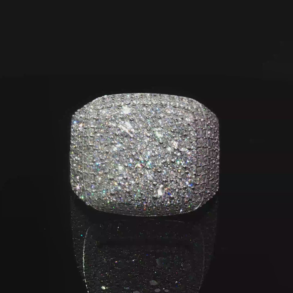 Silver Multi Stone Ring with mosaic setting moissanite