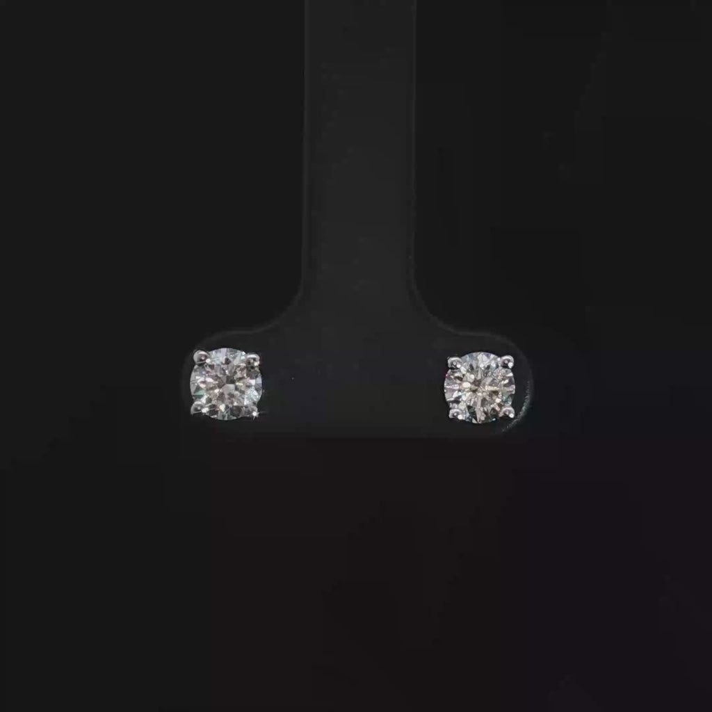 14k White Gold Stud Earrings with Round Brilliant Cut Natural  Diamonds 5mm