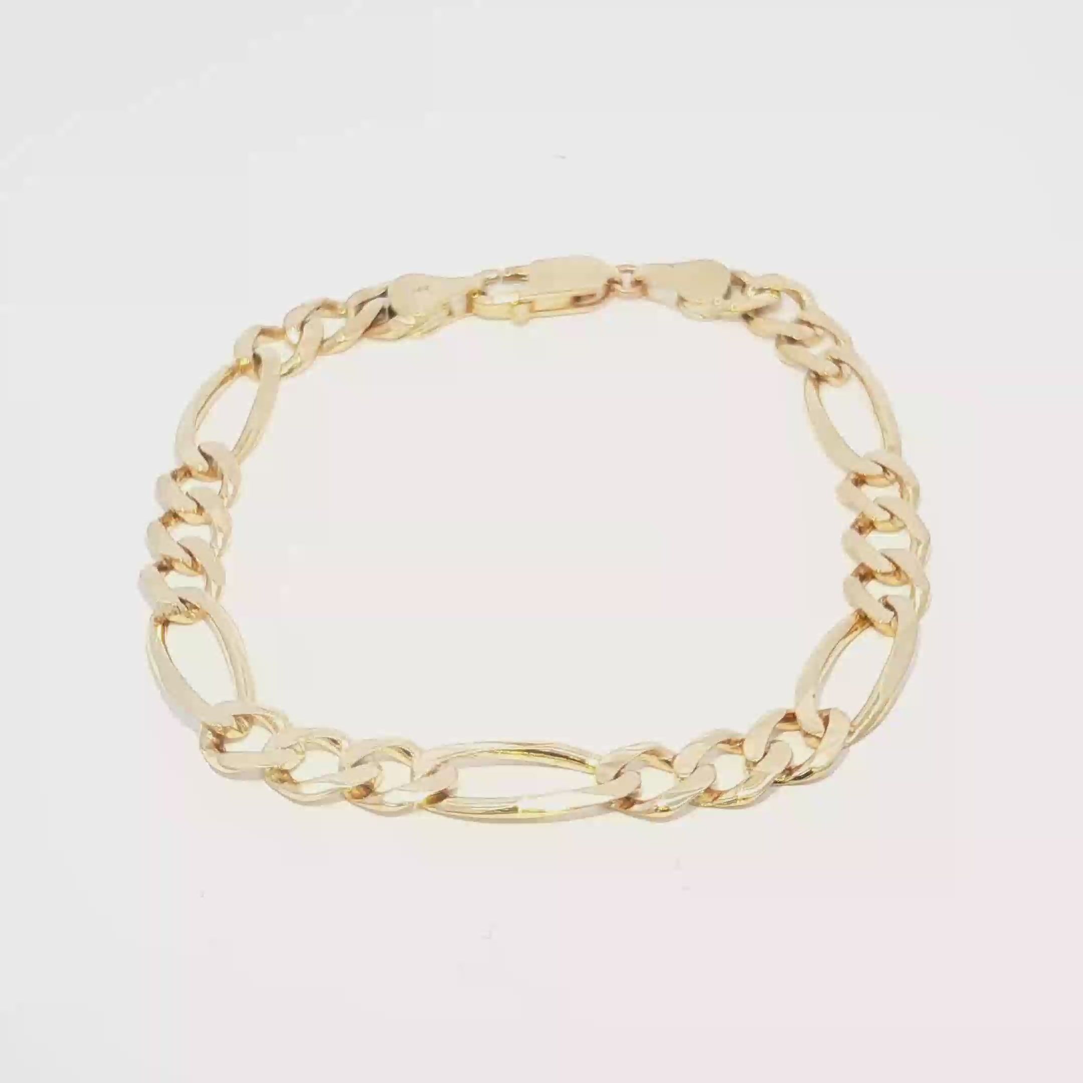 14k Gold Solid Figaro link Bracelet 7mm
