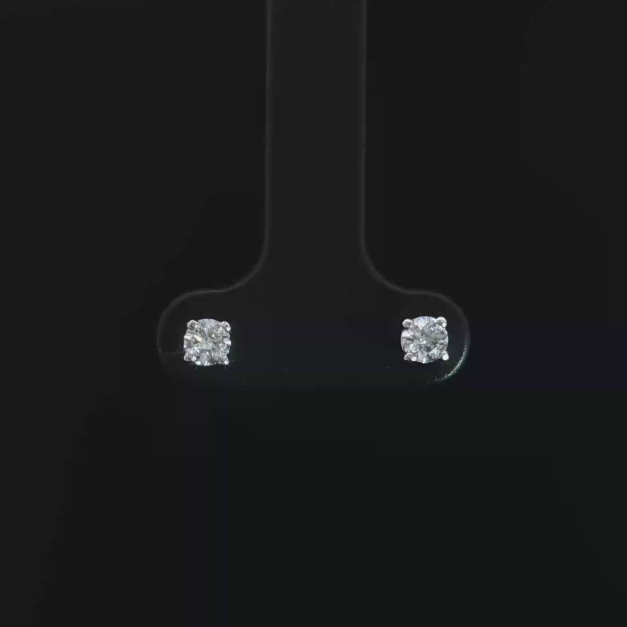 14k White Gold Round Cut Natrual Diamond Stud Earrings 3.5mm