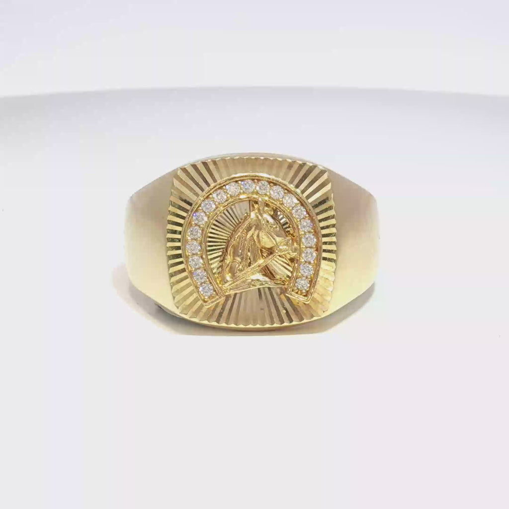 14K Horse Shoe Signet Ring