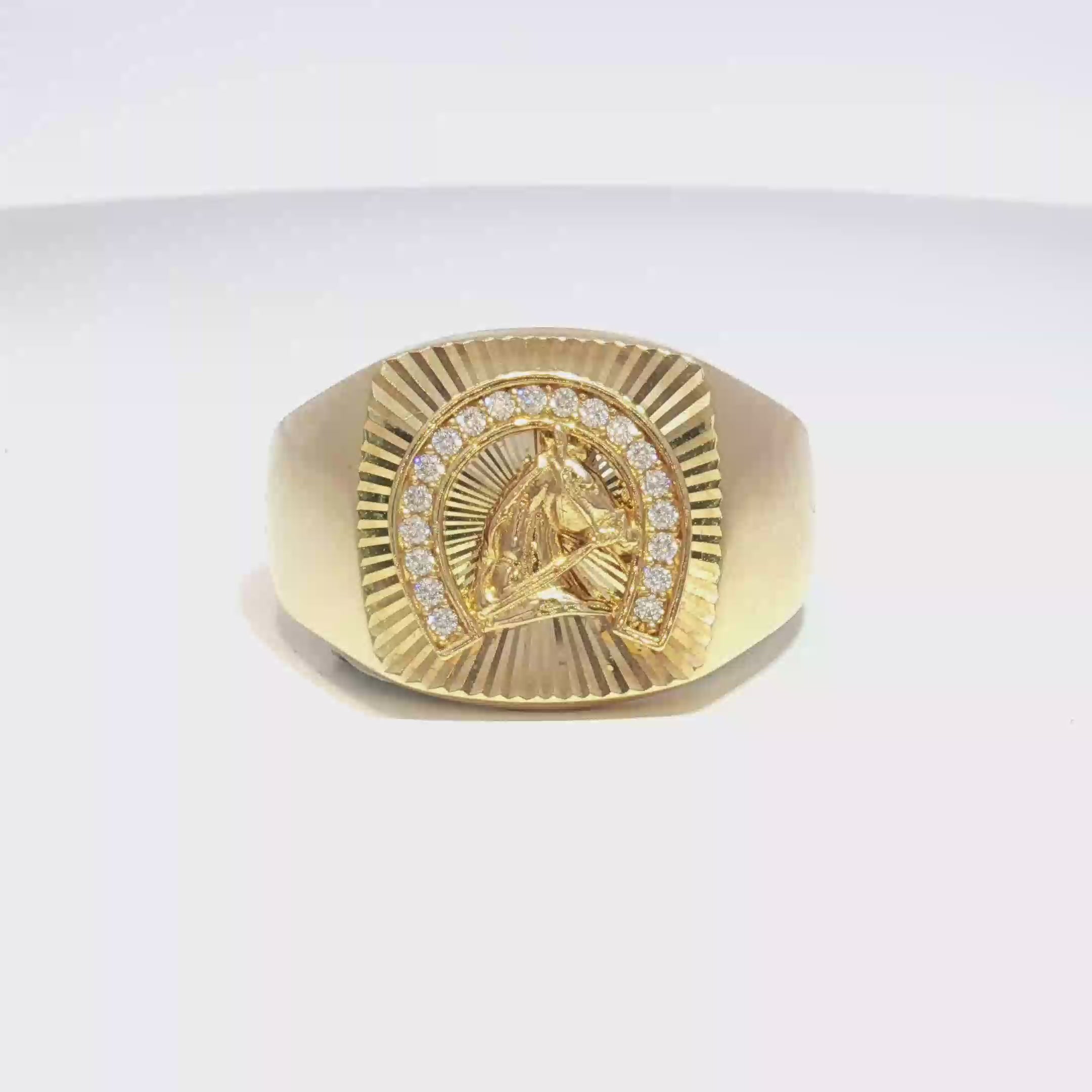 14K Horse Shoe Signet Ring