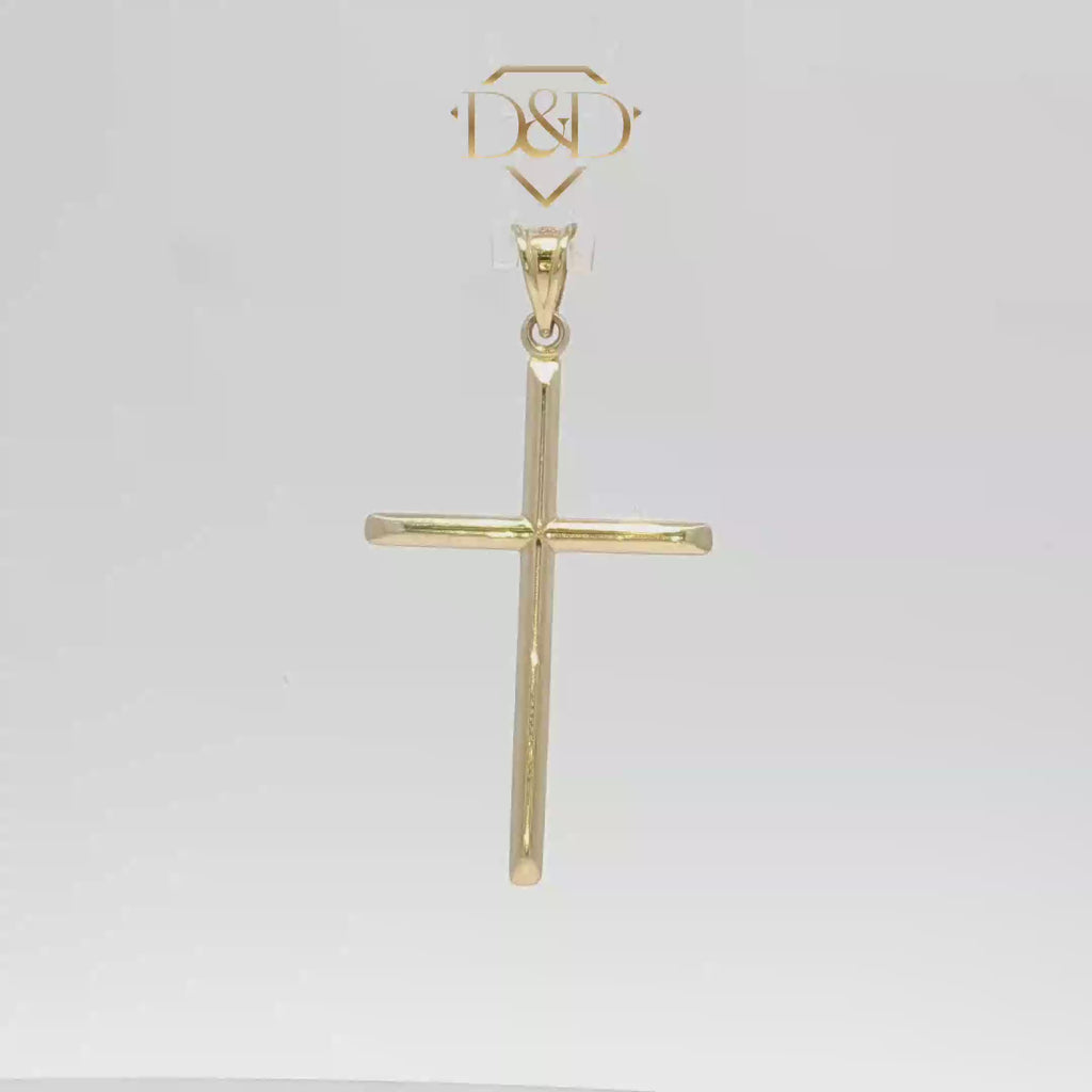 14K Classic Push End Yellow Gold Cross Pendant Medium