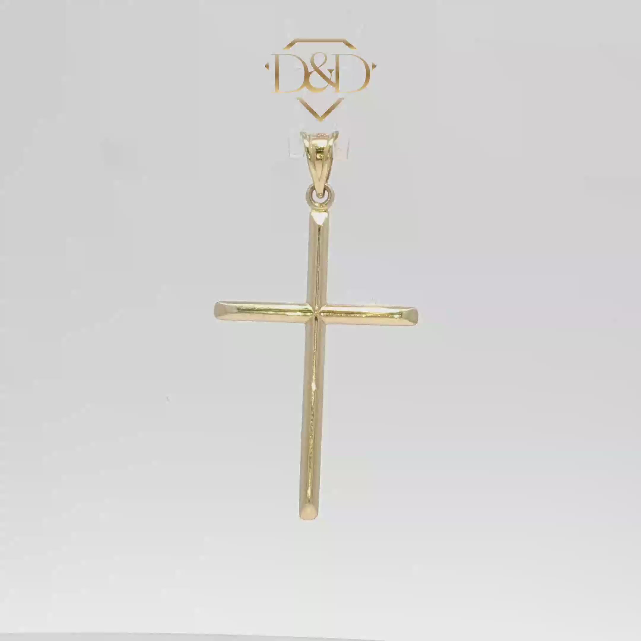 14K Classic Push End Yellow Gold Cross Pendant Medium