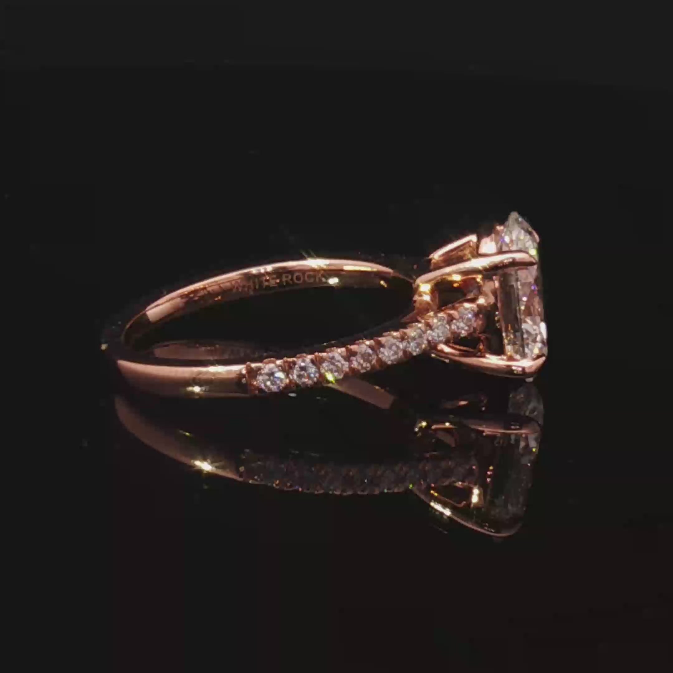 14k Rose Gold Ring  With Oval Cut Diamond