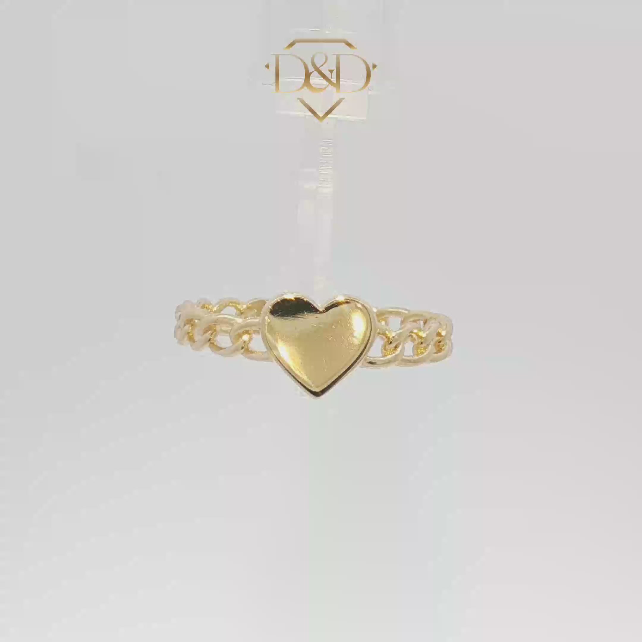 14K Heart Cuban Link Ring