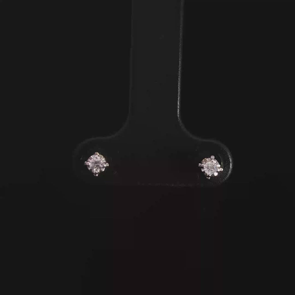 14k Yellow Gold Brilliant Cut Natural Diamond Stud Earrings 3mm